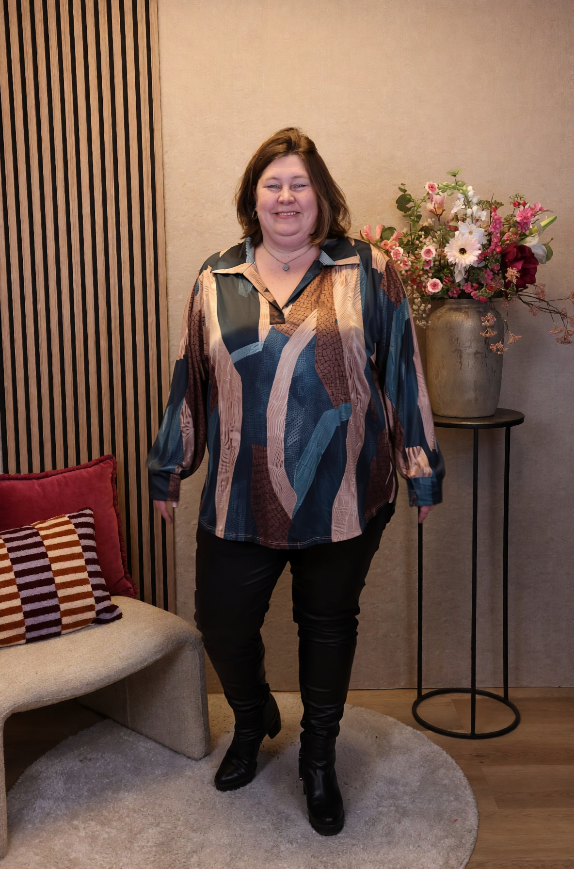 Dora | Bluse schwarz Langarm 52 bis 58