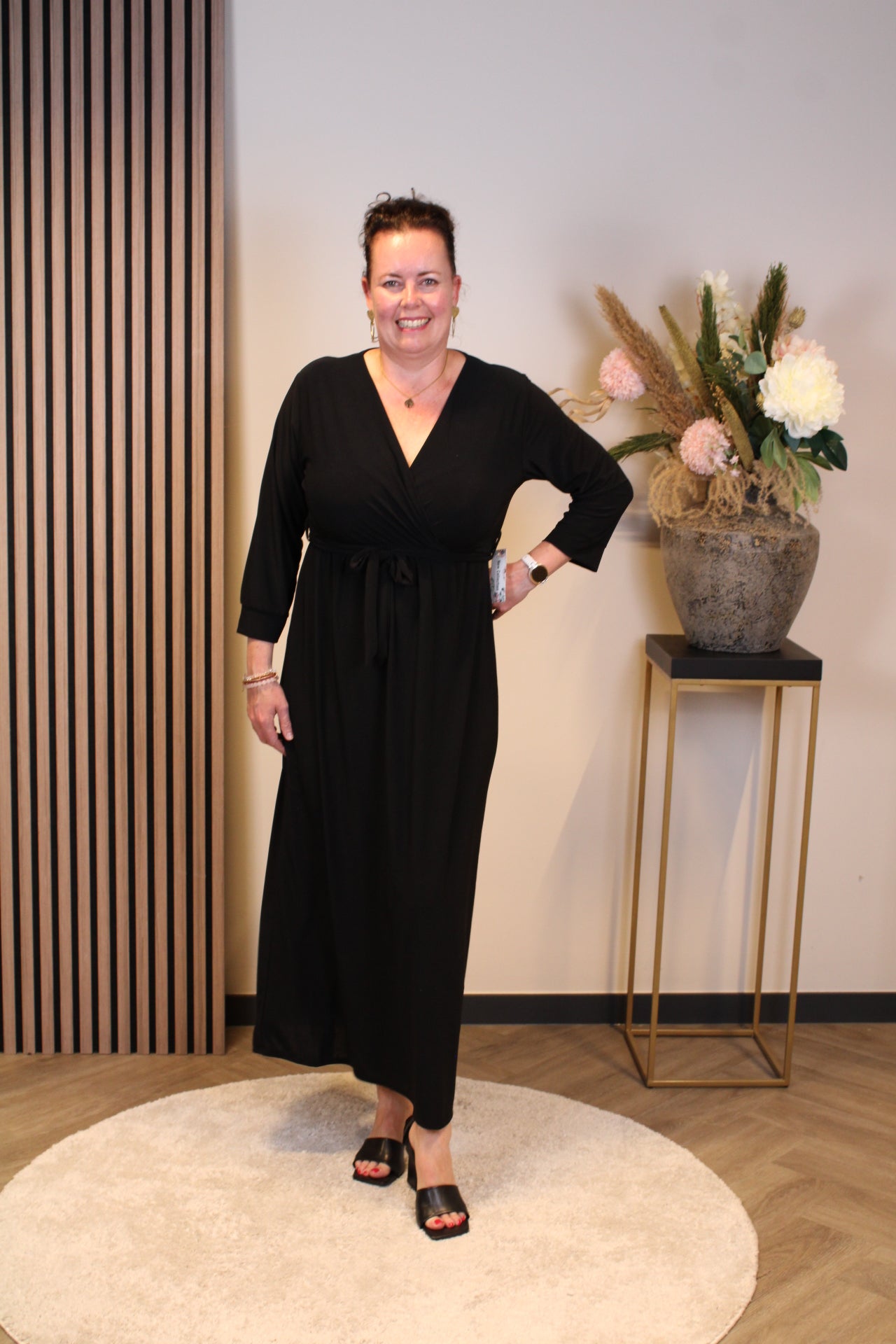 Fresia | Jurk zwart lange mouw 38 t/m 48