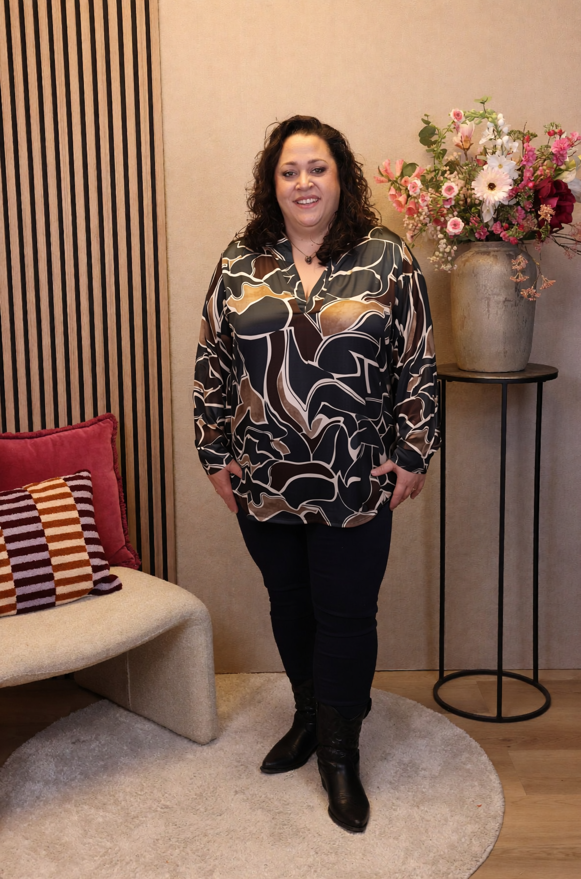 Dora | Bluse schwarz Langarm 52 bis 58