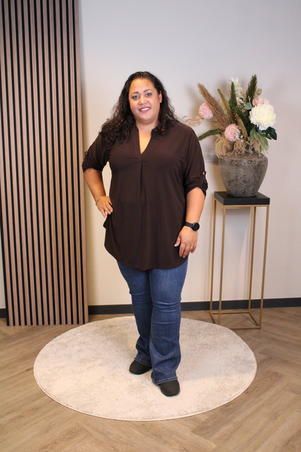 Mara | Bluse braun Langarm 48 bis 52