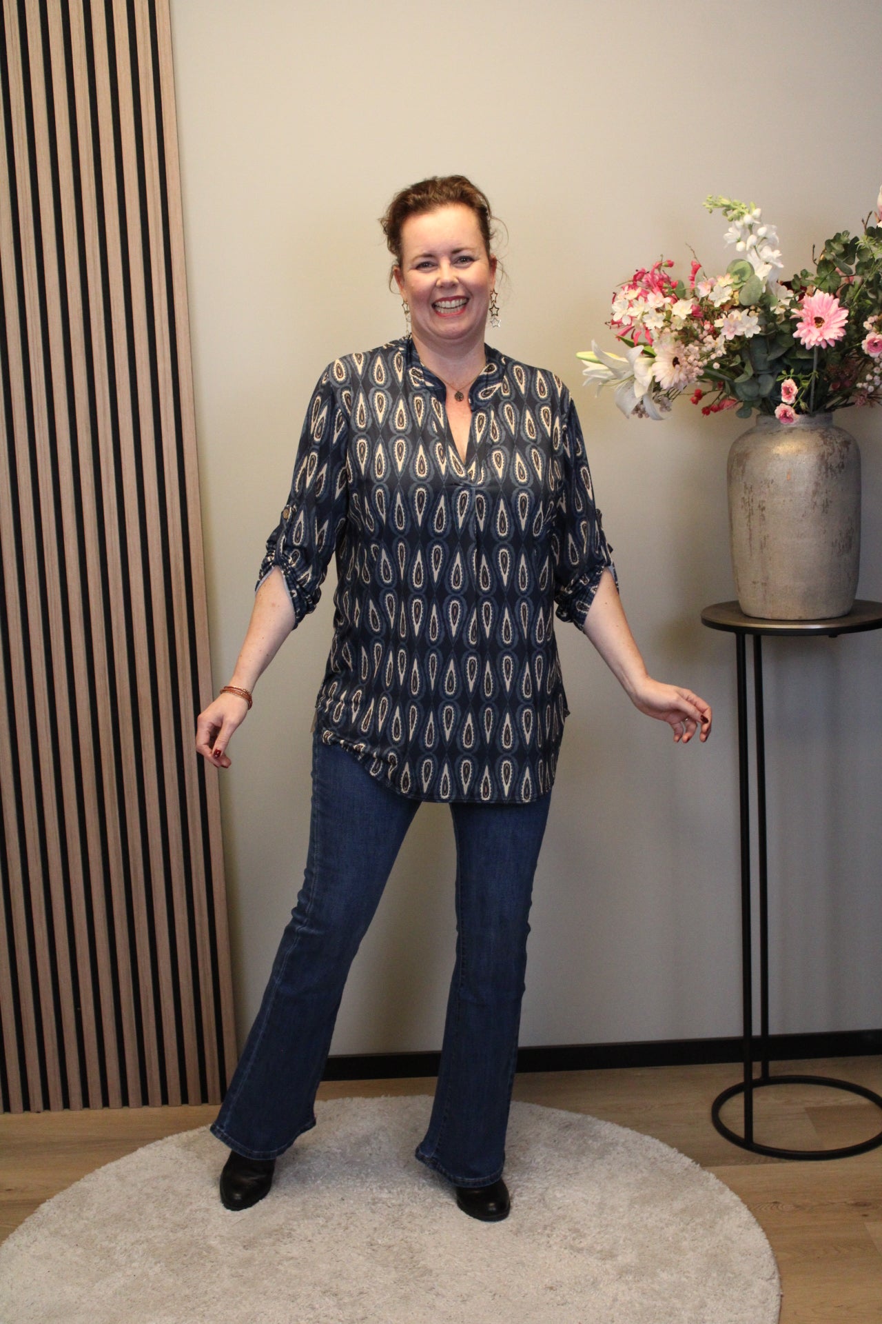 Dora | Bluse schwarz Langarm 52 bis 58