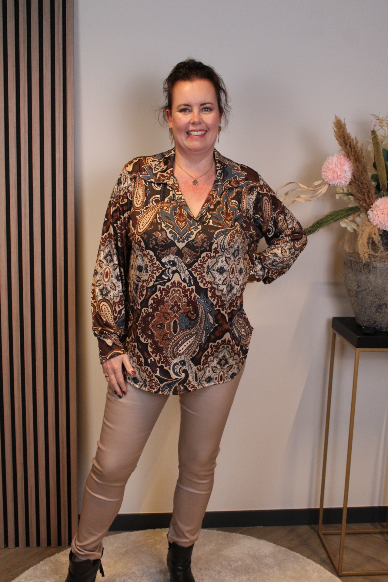 Dora | Bluse schwarz Langarm 52 bis 58