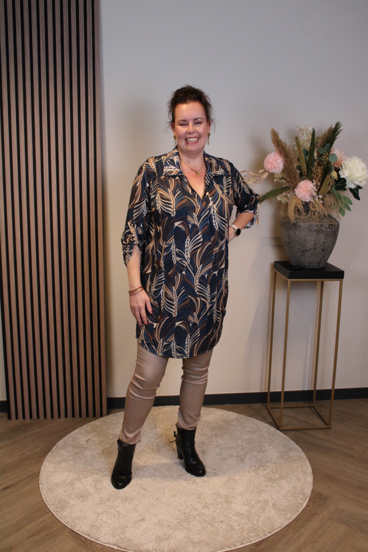 Lana | Blaue Bluse mit Kragen 38 bis 48