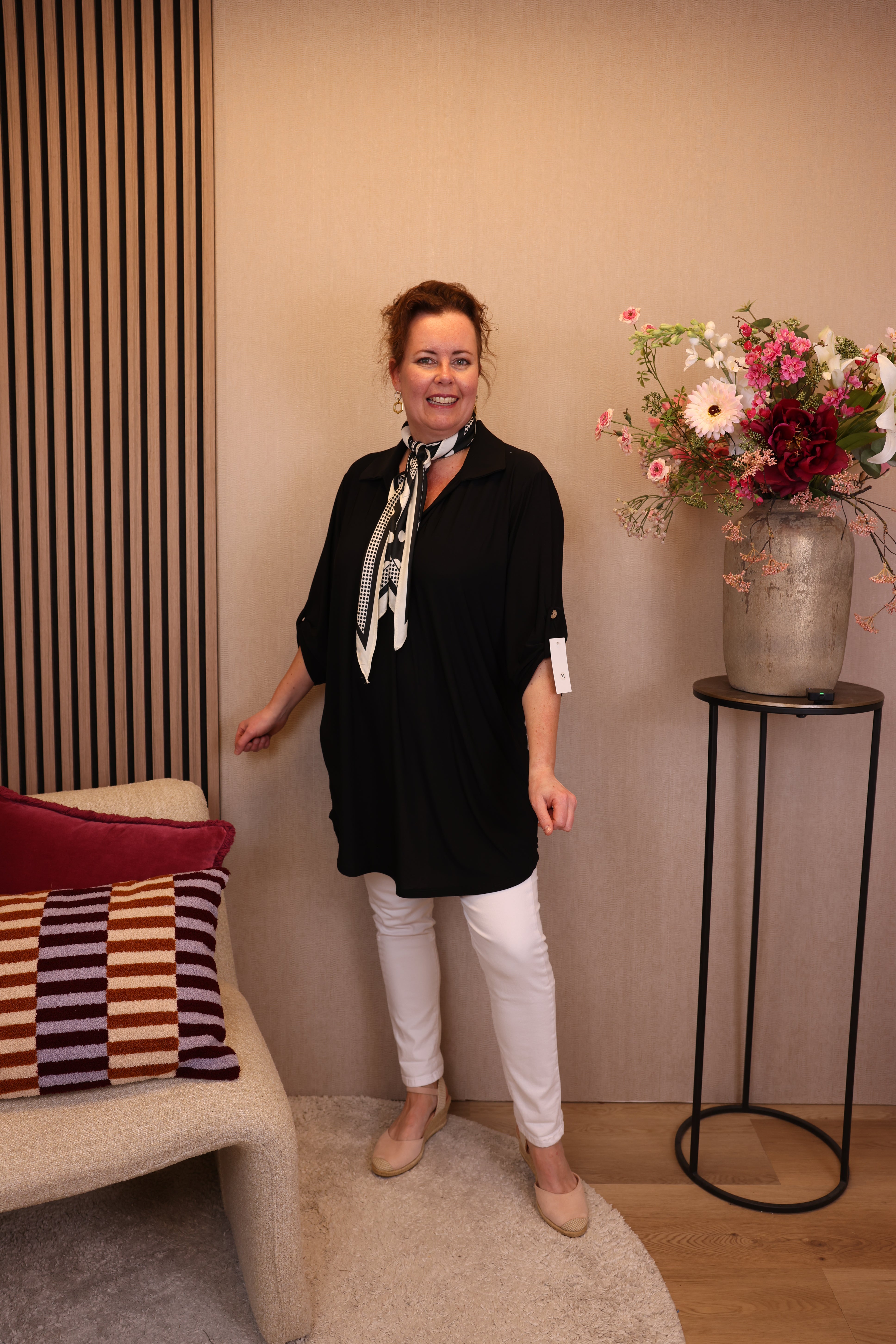 Dora | Bluse schwarz Langarm 52 bis 58