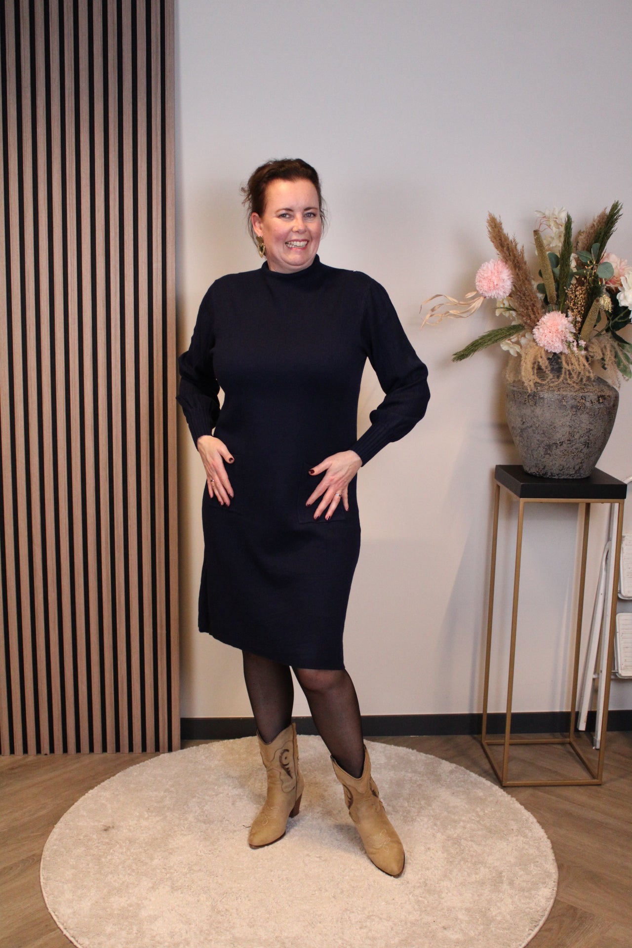 Britt | Blaues Langarmkleid 38 bis 44