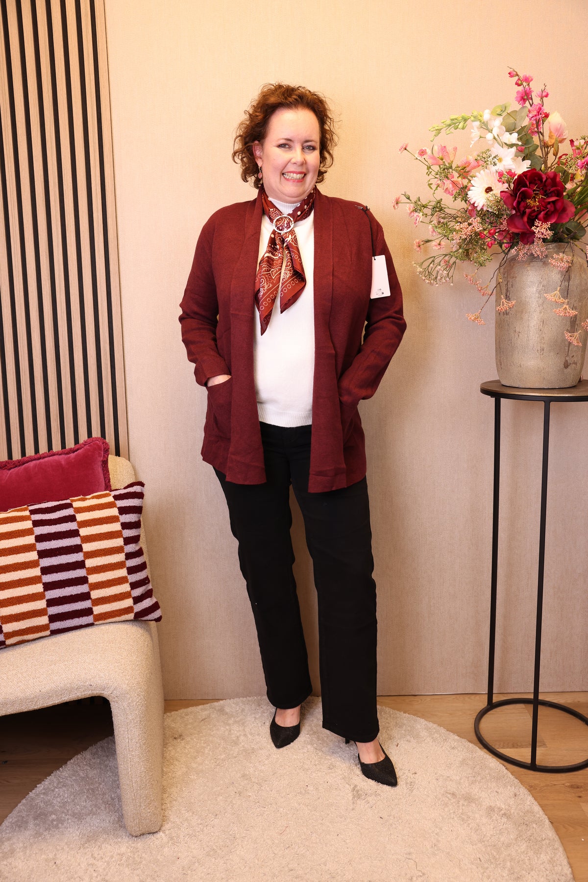 Romy | Sjaal rood/wit