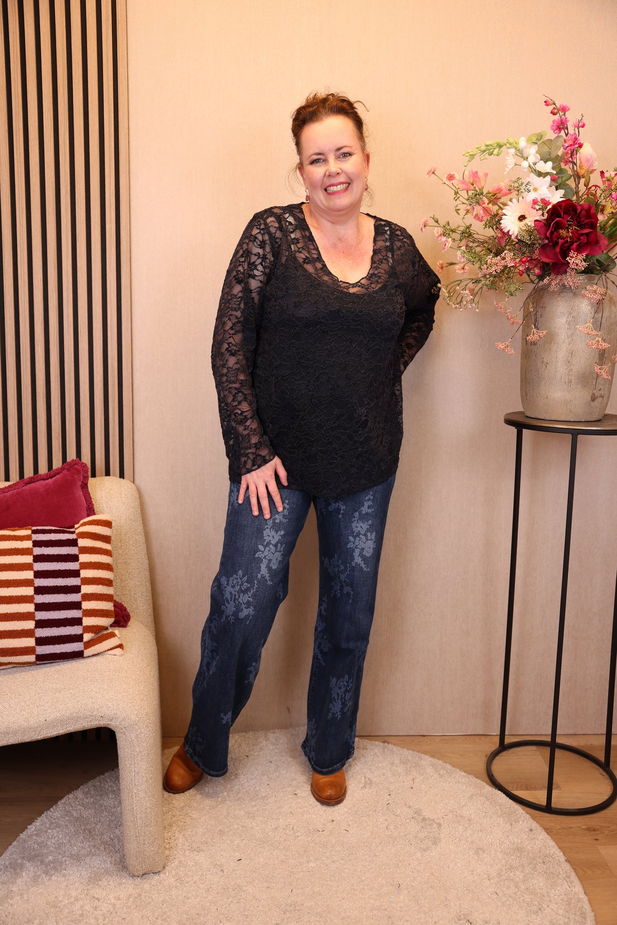 Florine | Wide leg jeans blauw 40 - 48
