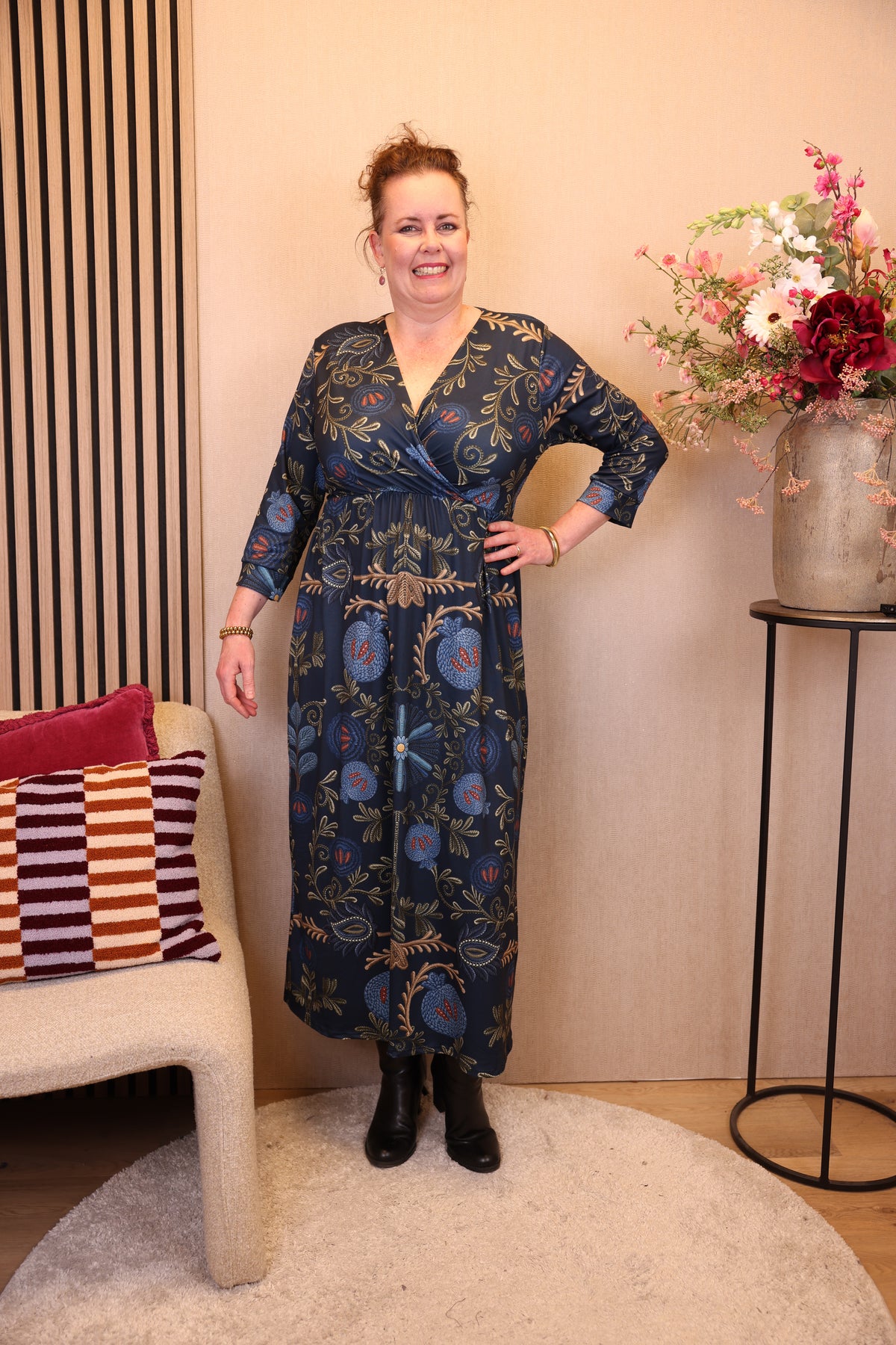 Hiske | Jurk navy viscose 40 - 56