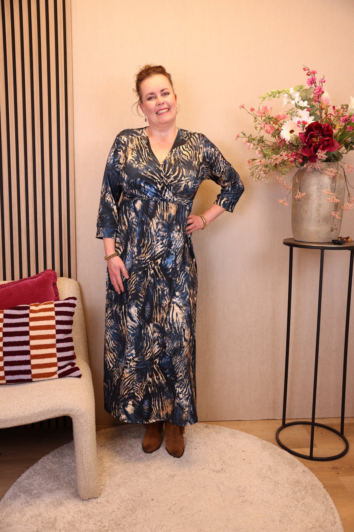 Jacoba | Jurk blauw viscose 40 - 56
