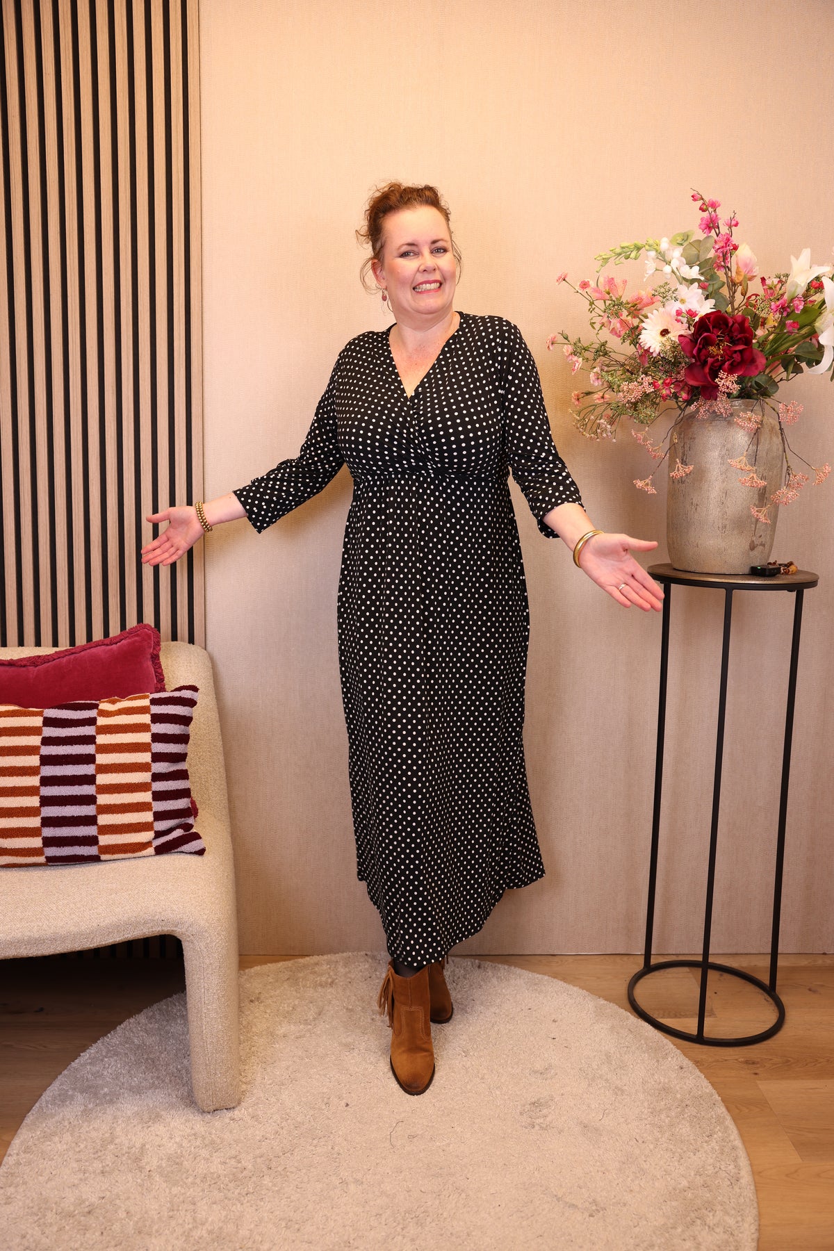Tjitske | Jurk stippen viscose 40 - 56