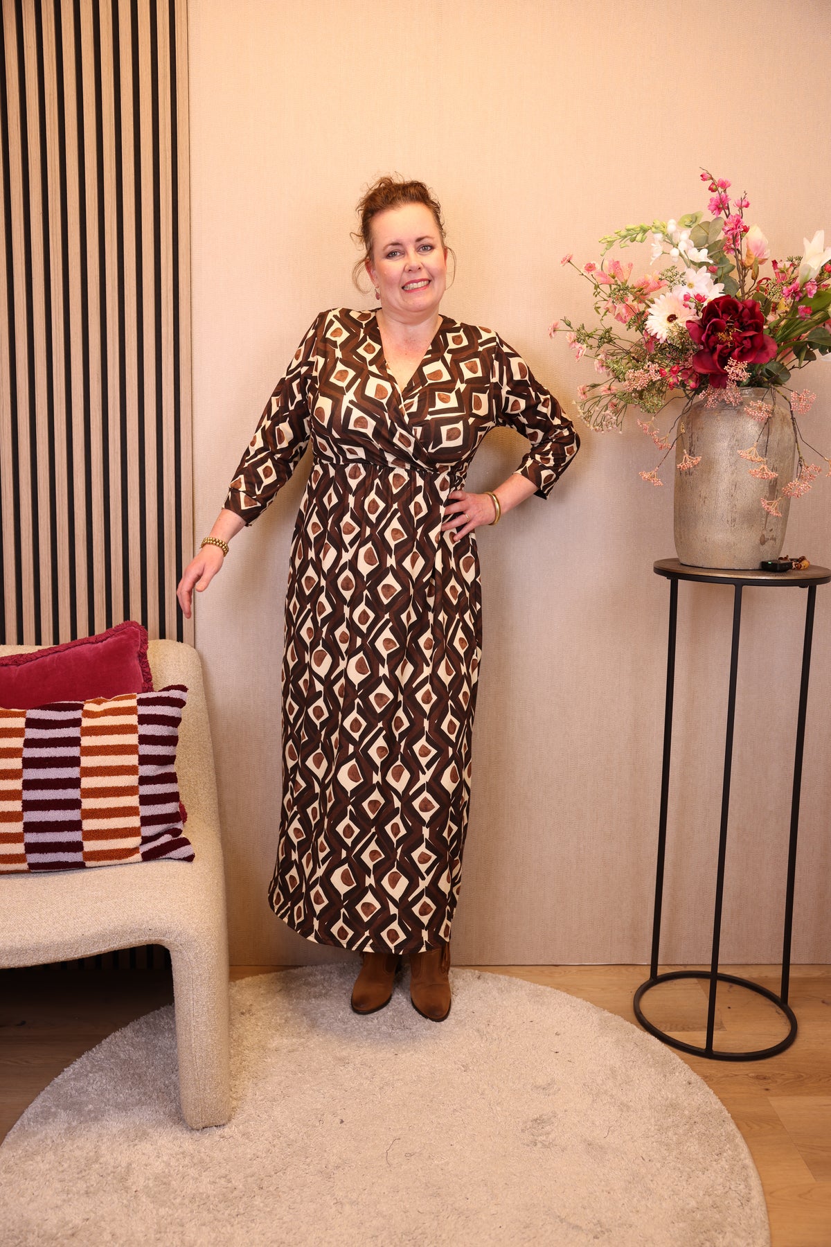 Baukje | Jurk bruin viscose 40 - 56