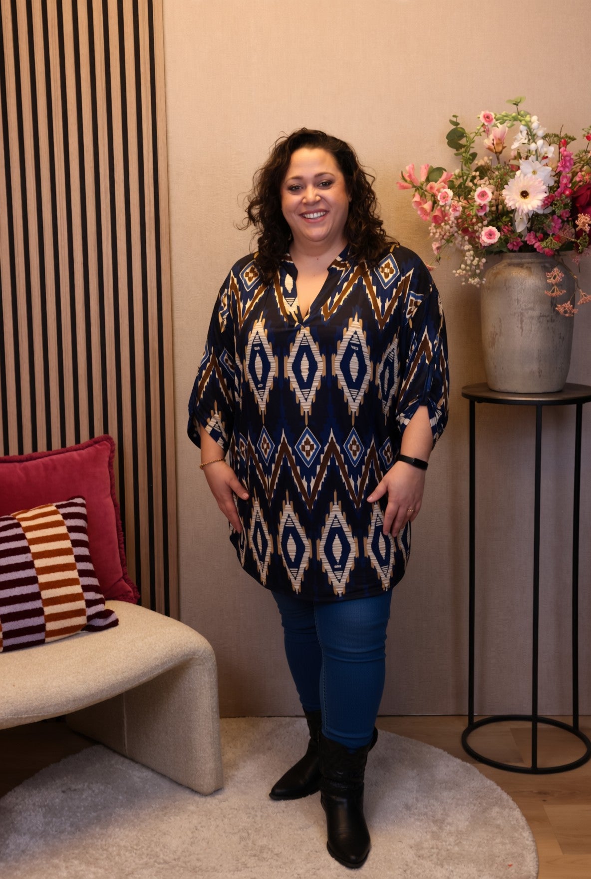 Dora | Bluse schwarz Langarm 52 bis 58