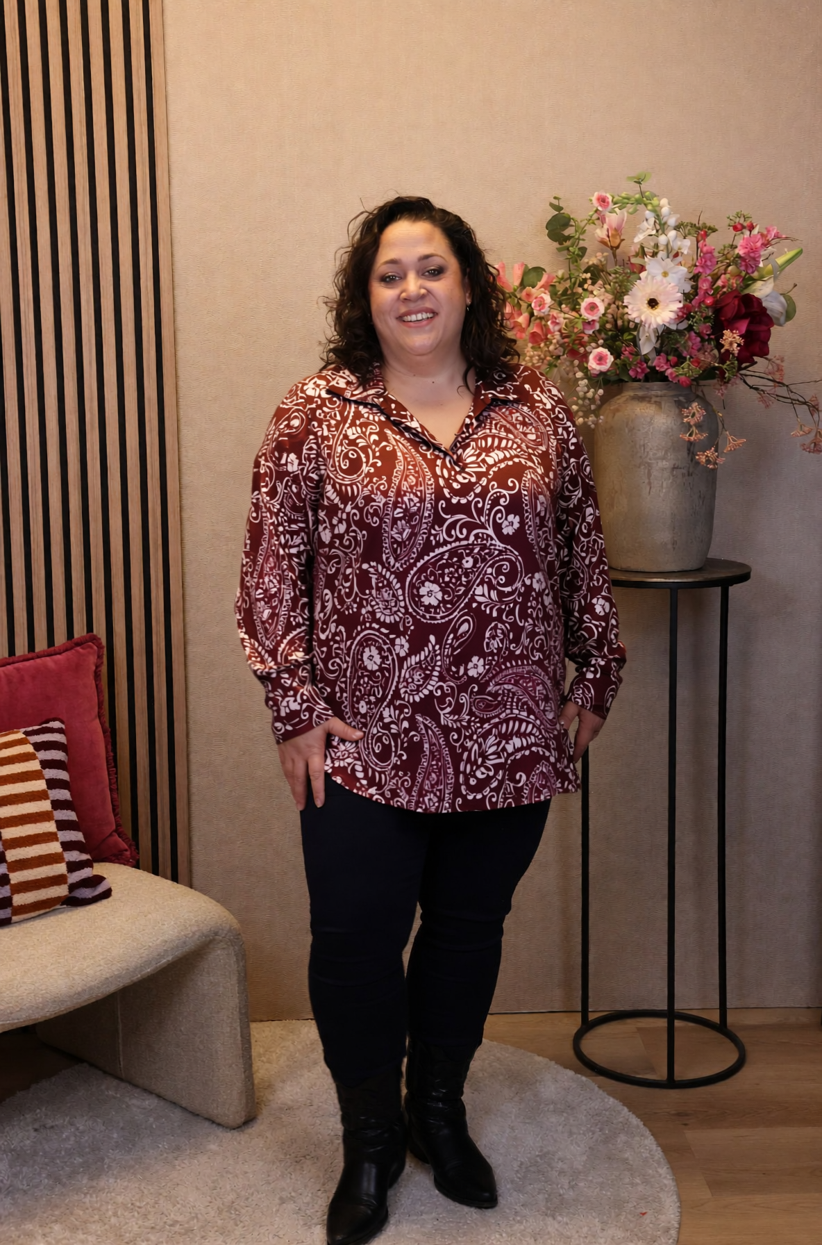 Dora | Bluse schwarz Langarm 52 bis 58