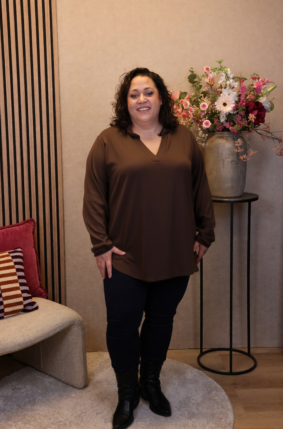 Dora | Bluse schwarz Langarm 52 bis 58