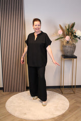 Dora | Bluse schwarz Langarm 52 bis 58