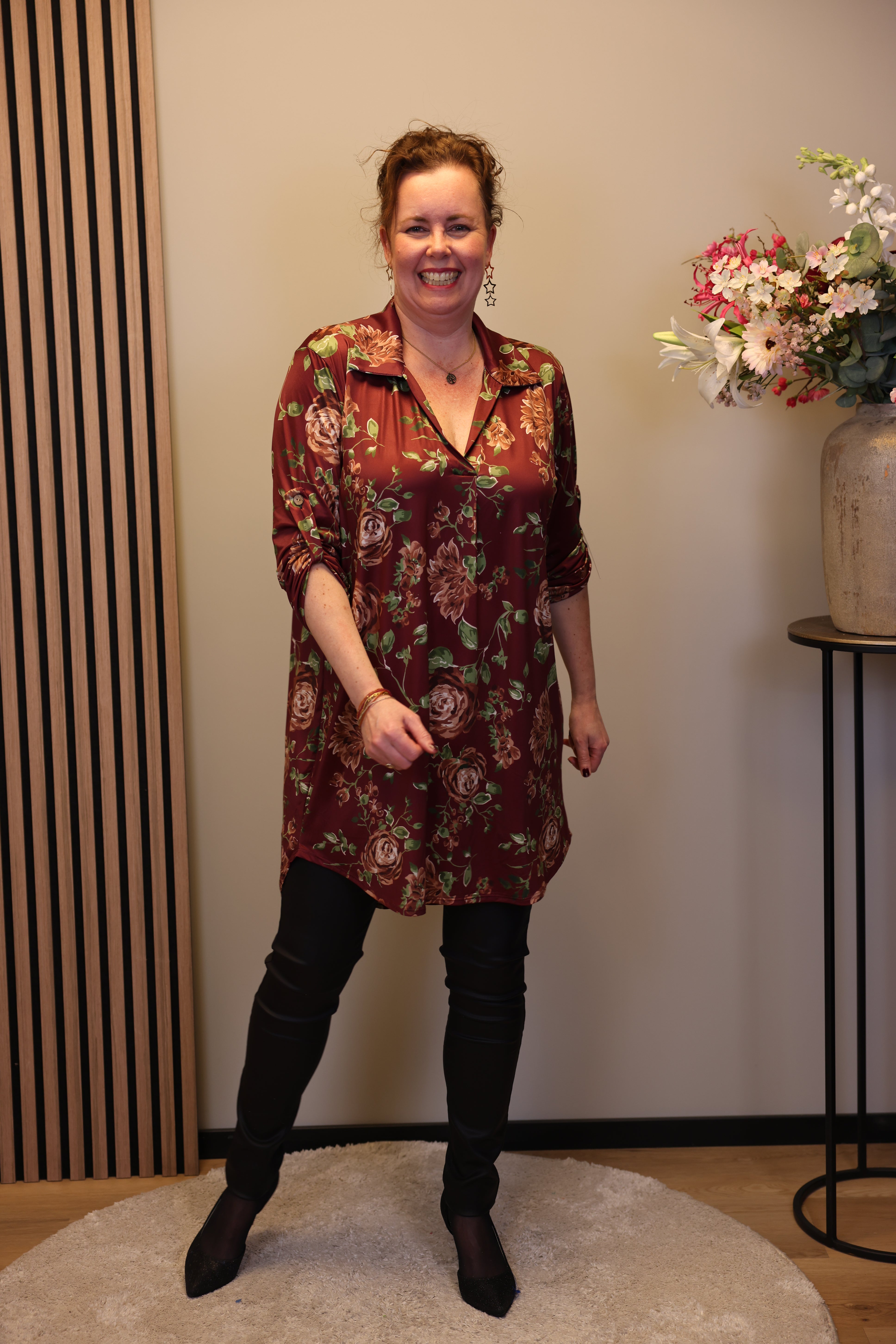 Lana | Blaue Bluse mit Kragen 38 bis 48