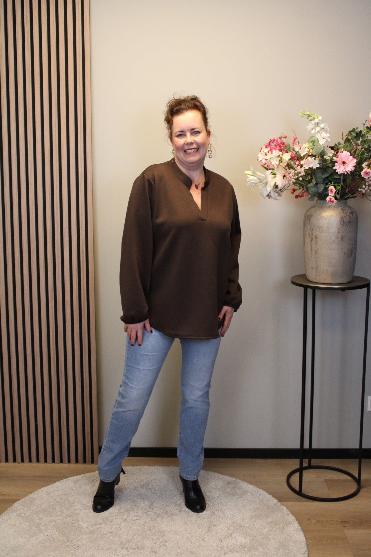 Dora | Bluse schwarz Langarm 52 bis 58