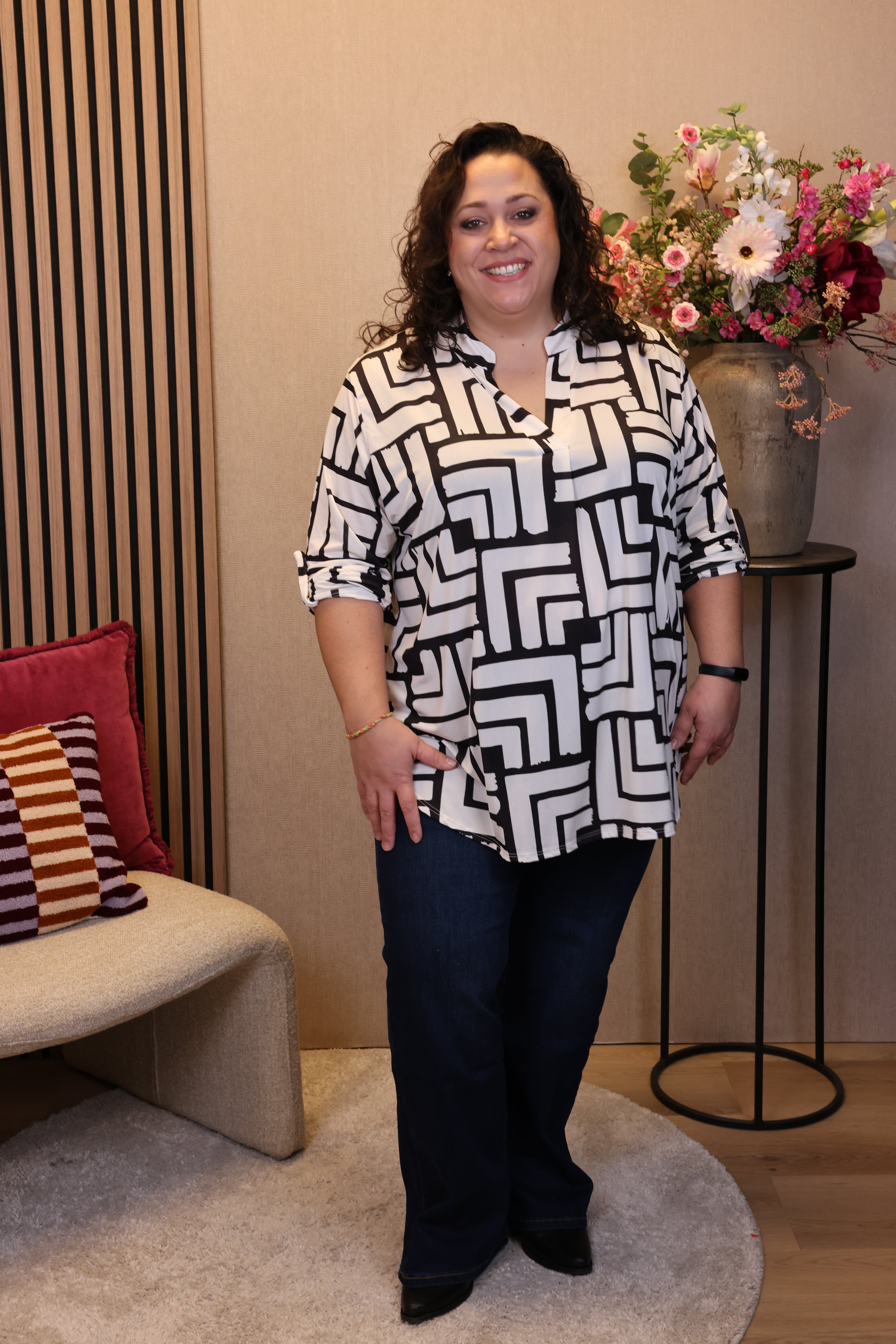 Dora | Bluse schwarz Langarm 52 bis 58