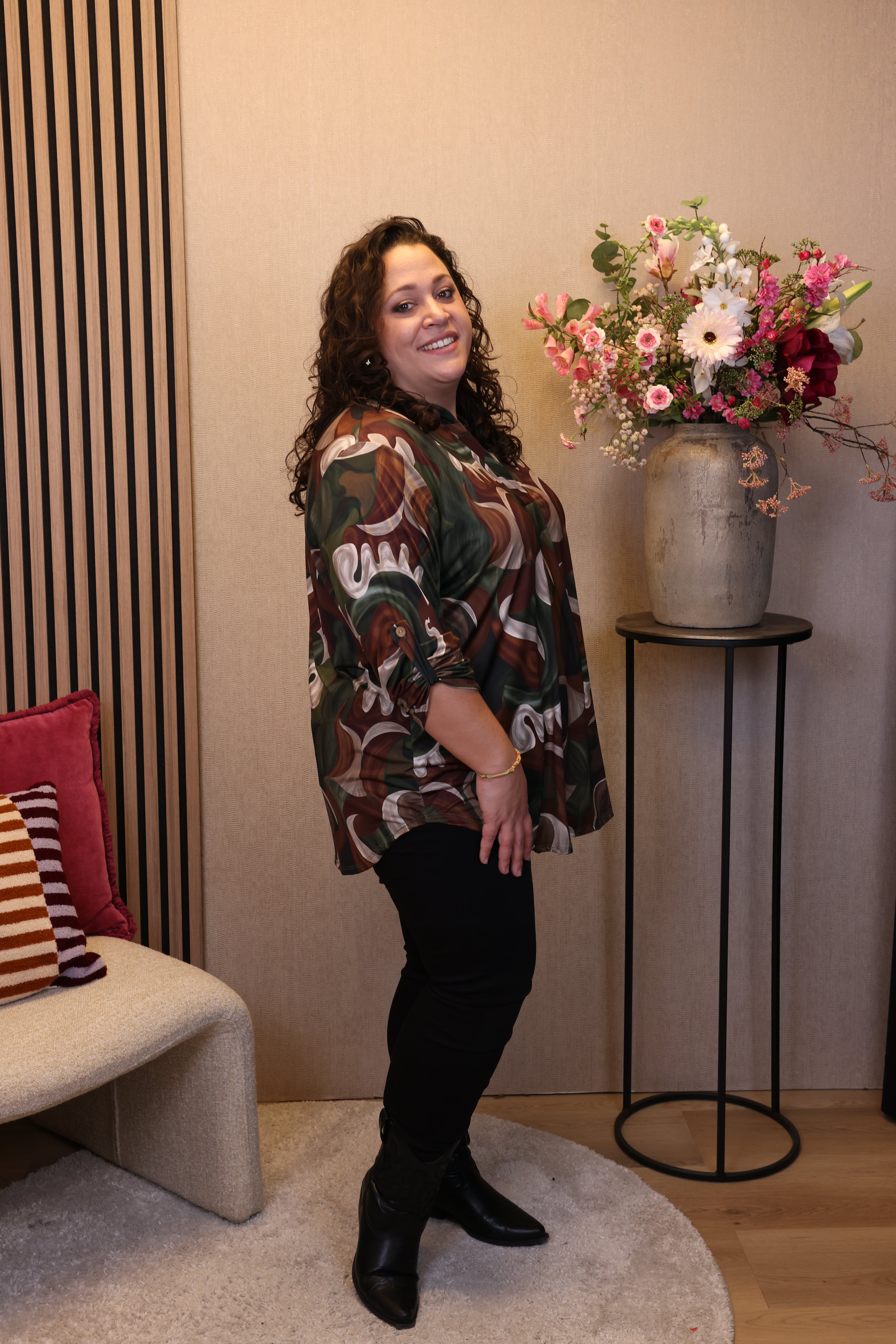 Dora | Bluse schwarz Langarm 52 bis 58