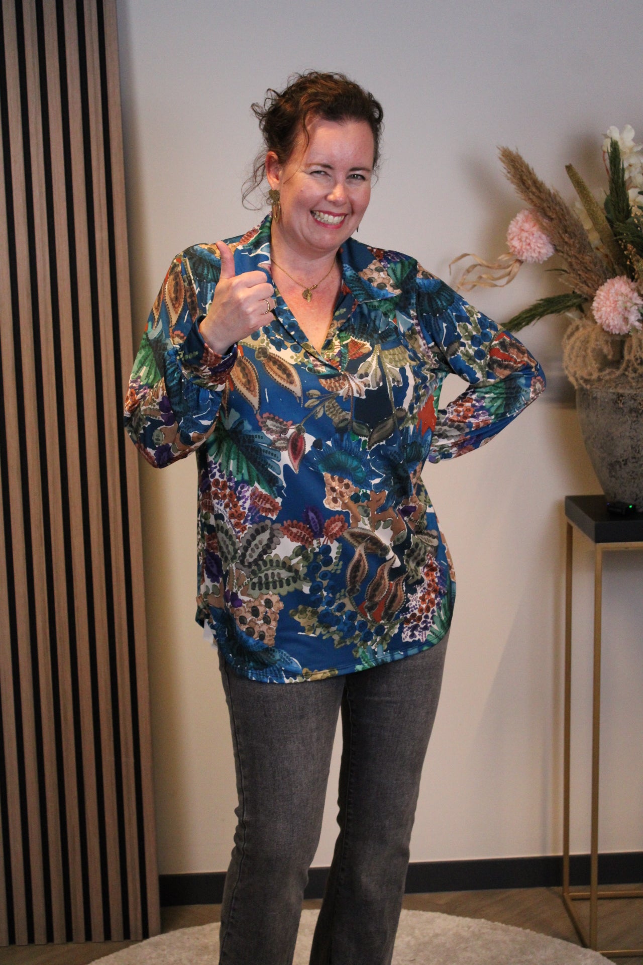Helena | Aqua Bluse mit Kragen 38 bis 48