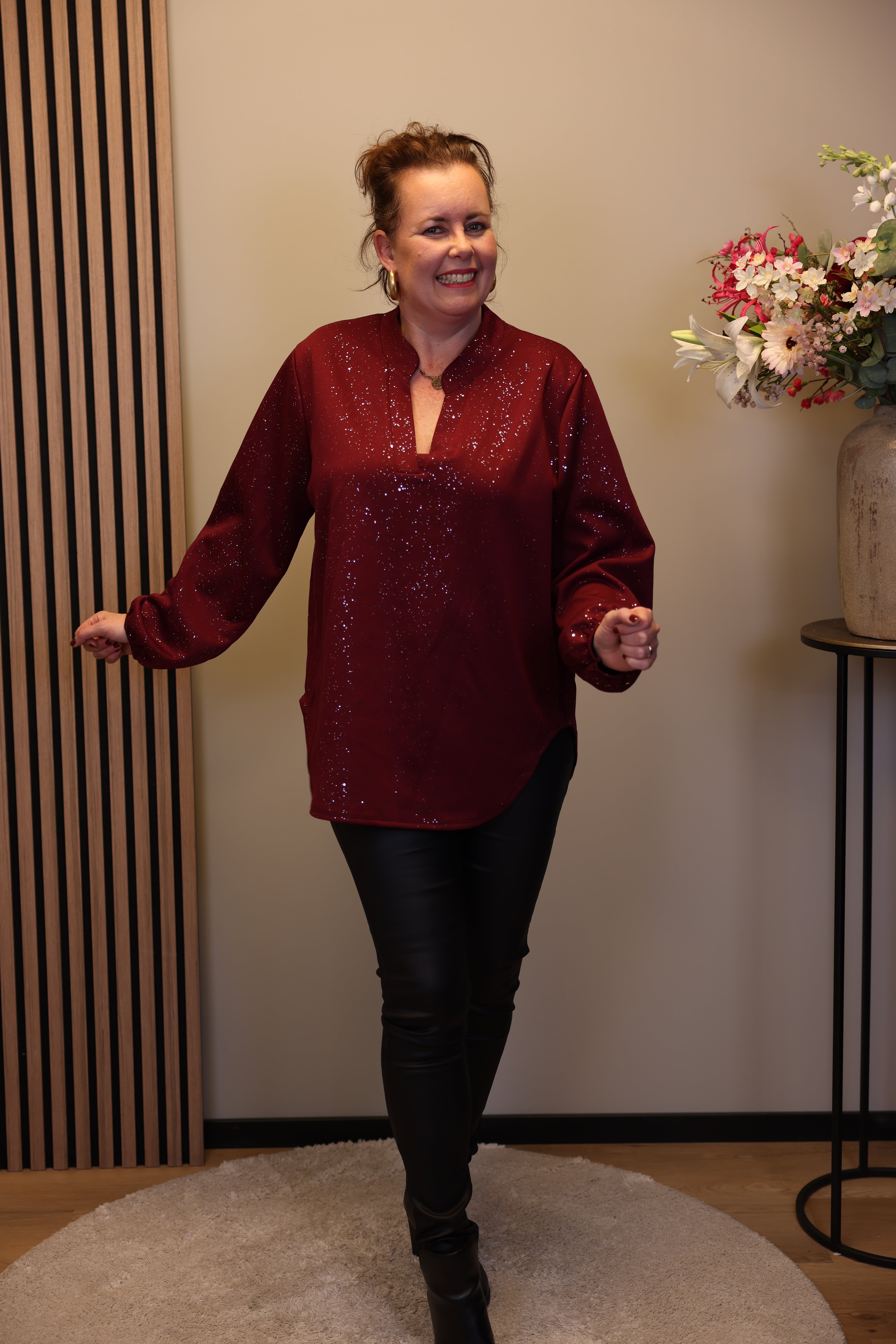 Dora | Bluse schwarz Langarm 52 bis 58