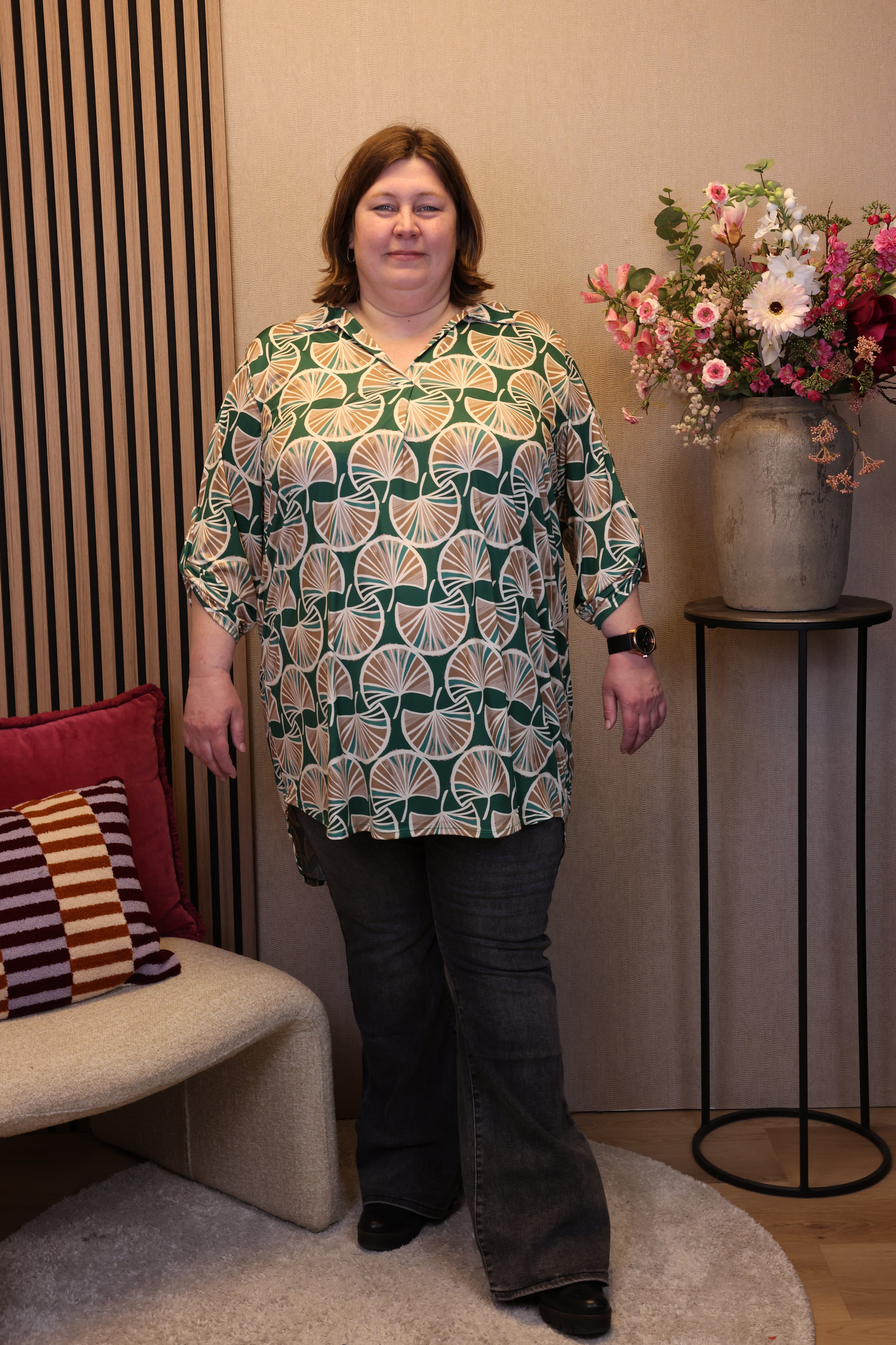 Dora | Bluse schwarz Langarm 52 bis 58