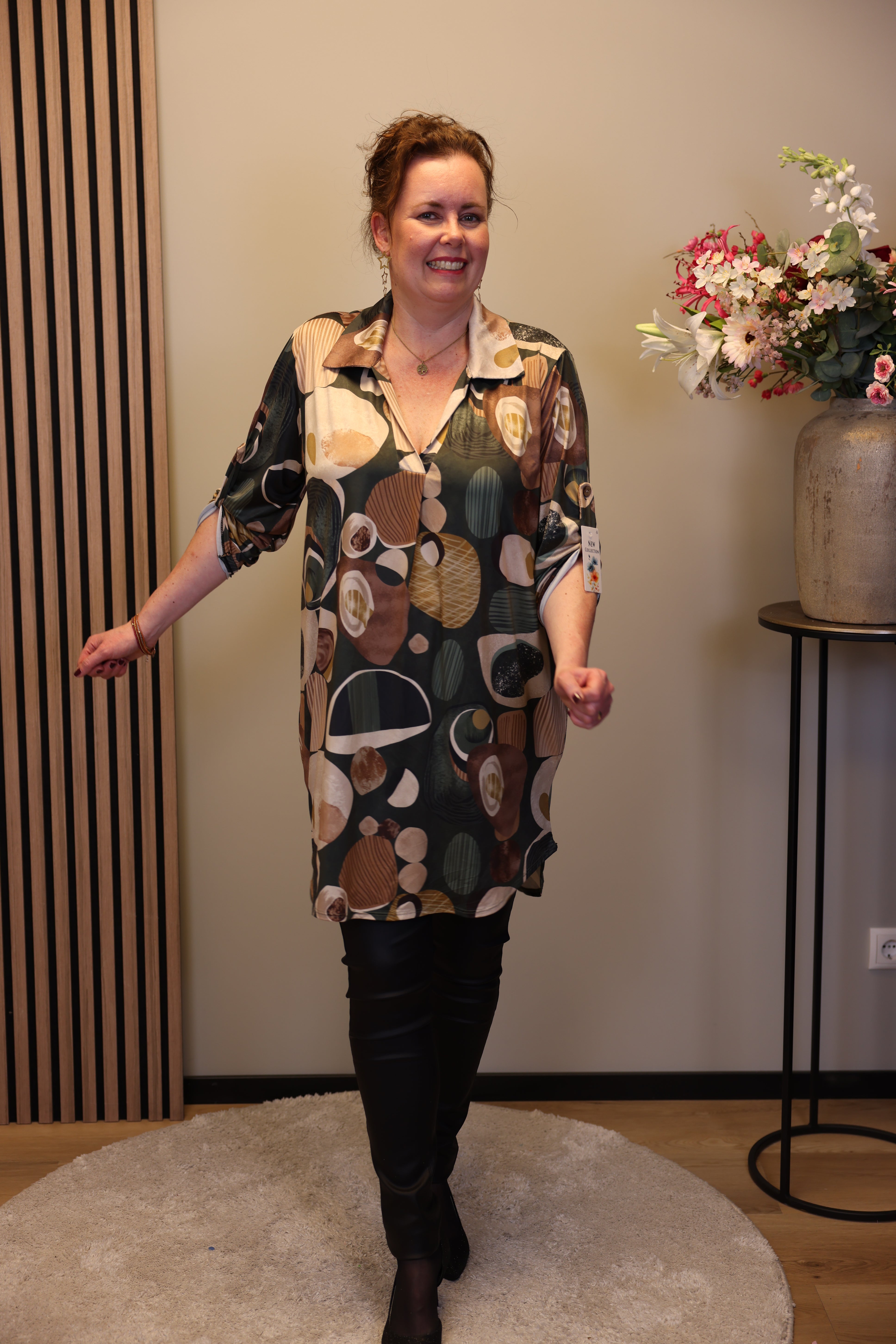 Lana | Blaue Bluse mit Kragen 38 bis 48