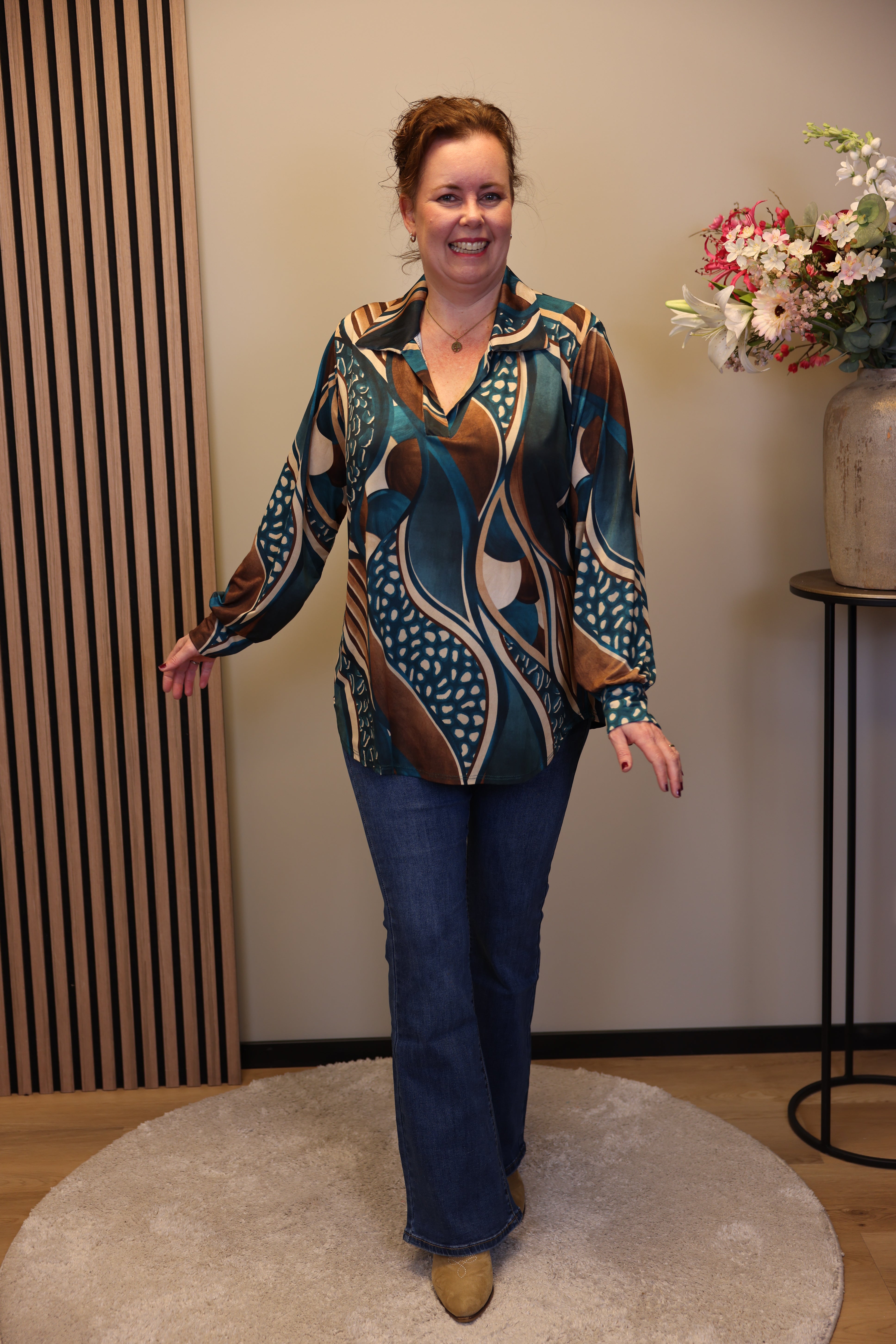 Verona | Bluse mit Kragen blau 48 bis 52