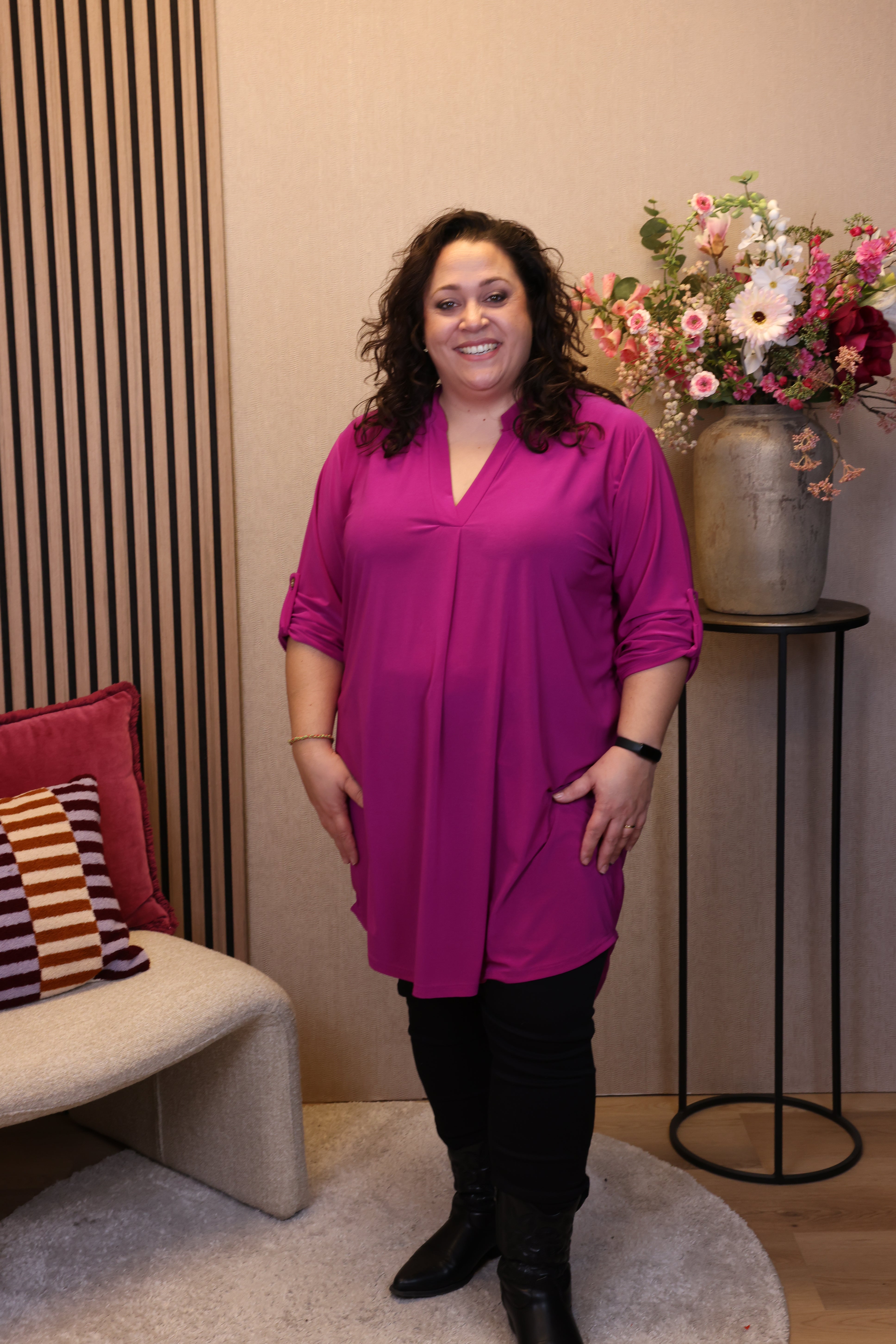 Dora | Bluse schwarz Langarm 52 bis 58