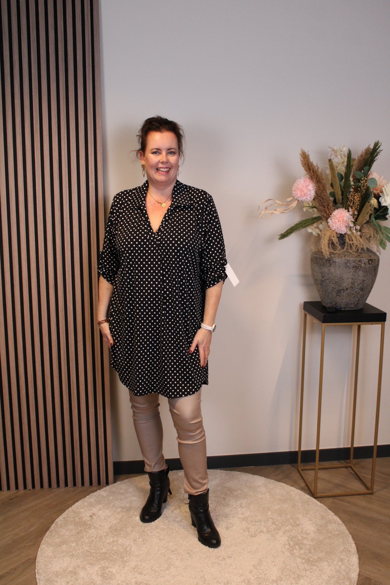 Lana | Blaue Bluse mit Kragen 38 bis 48