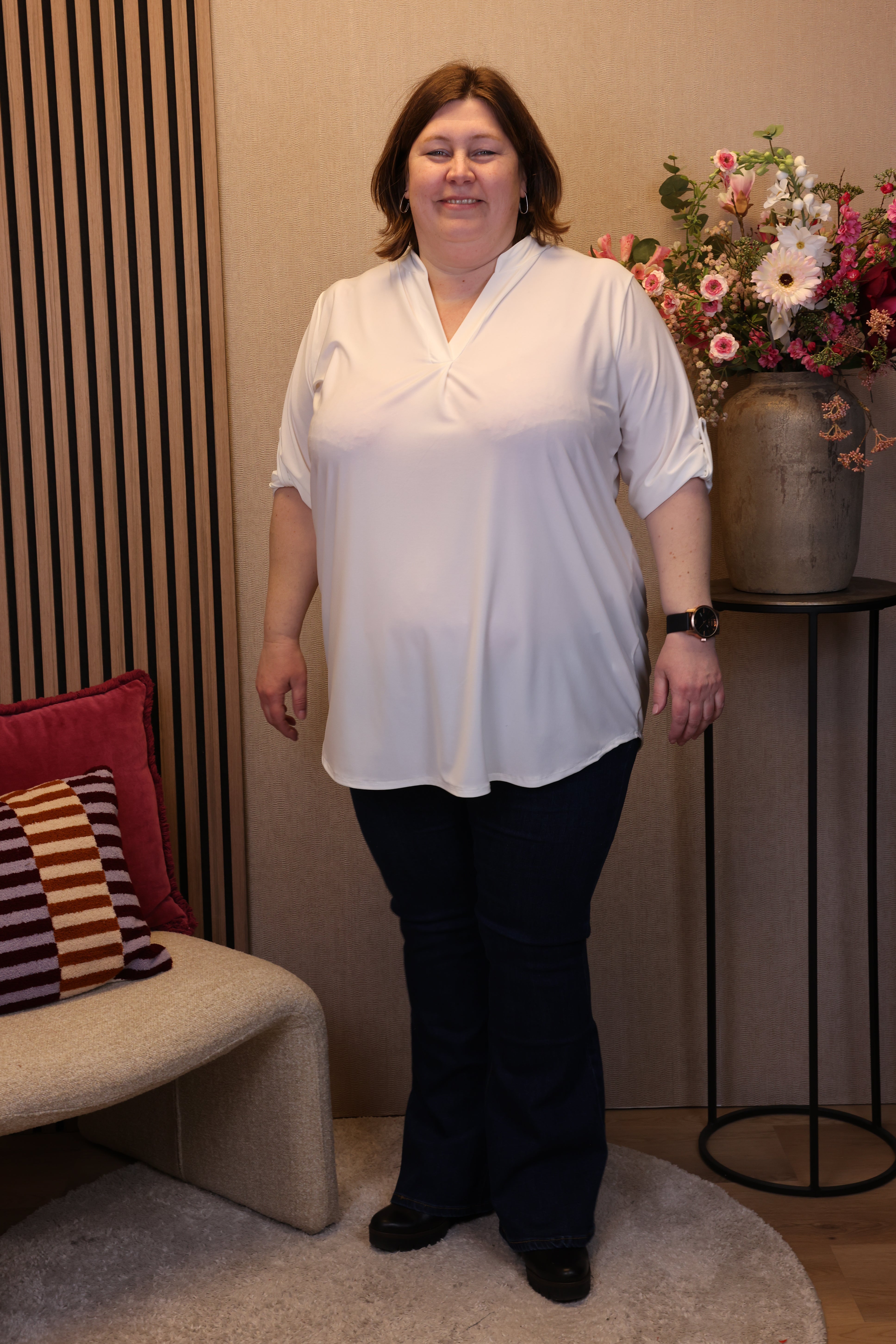 Dora | Bluse schwarz Langarm 52 bis 58