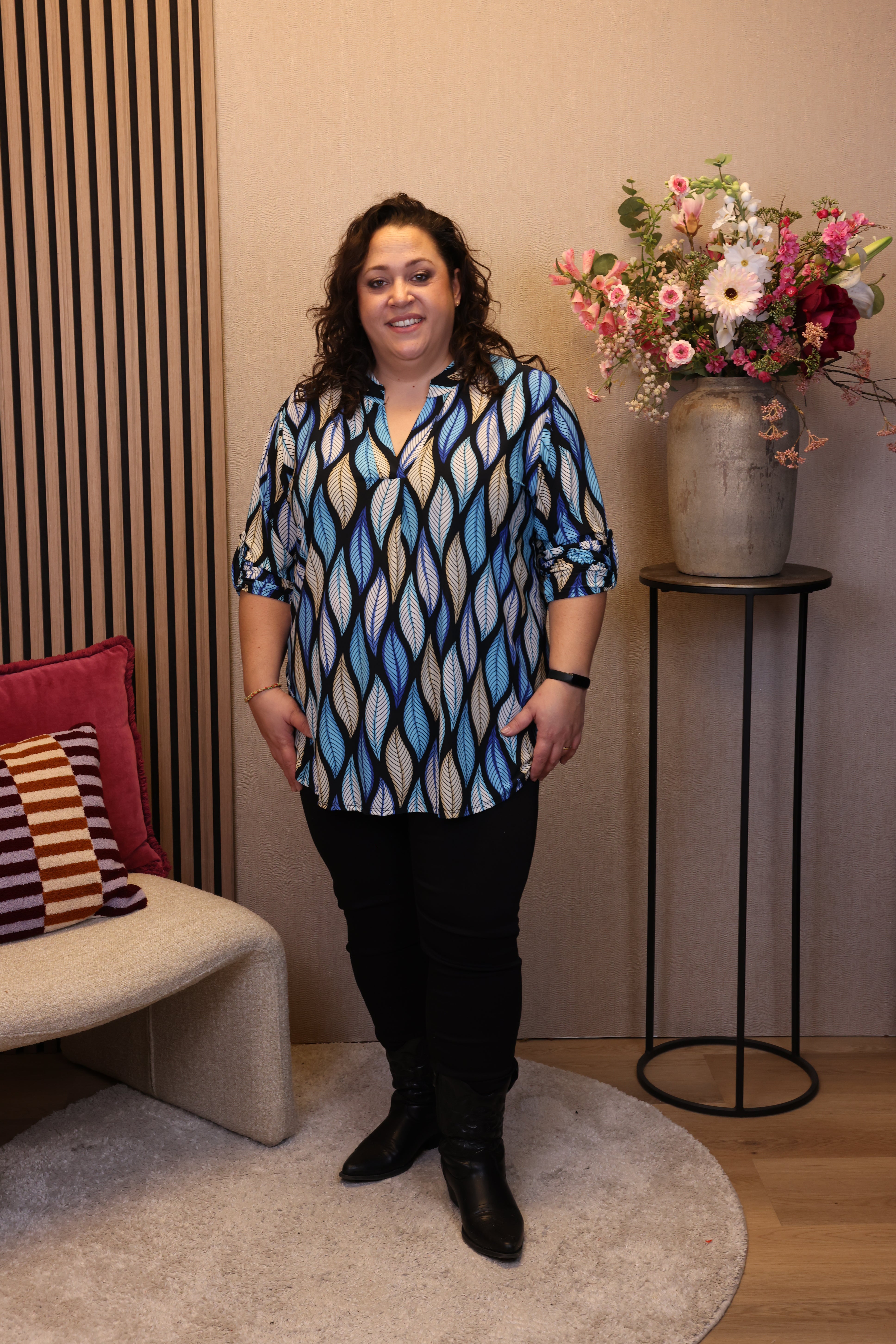 Dora | Bluse schwarz Langarm 52 bis 58