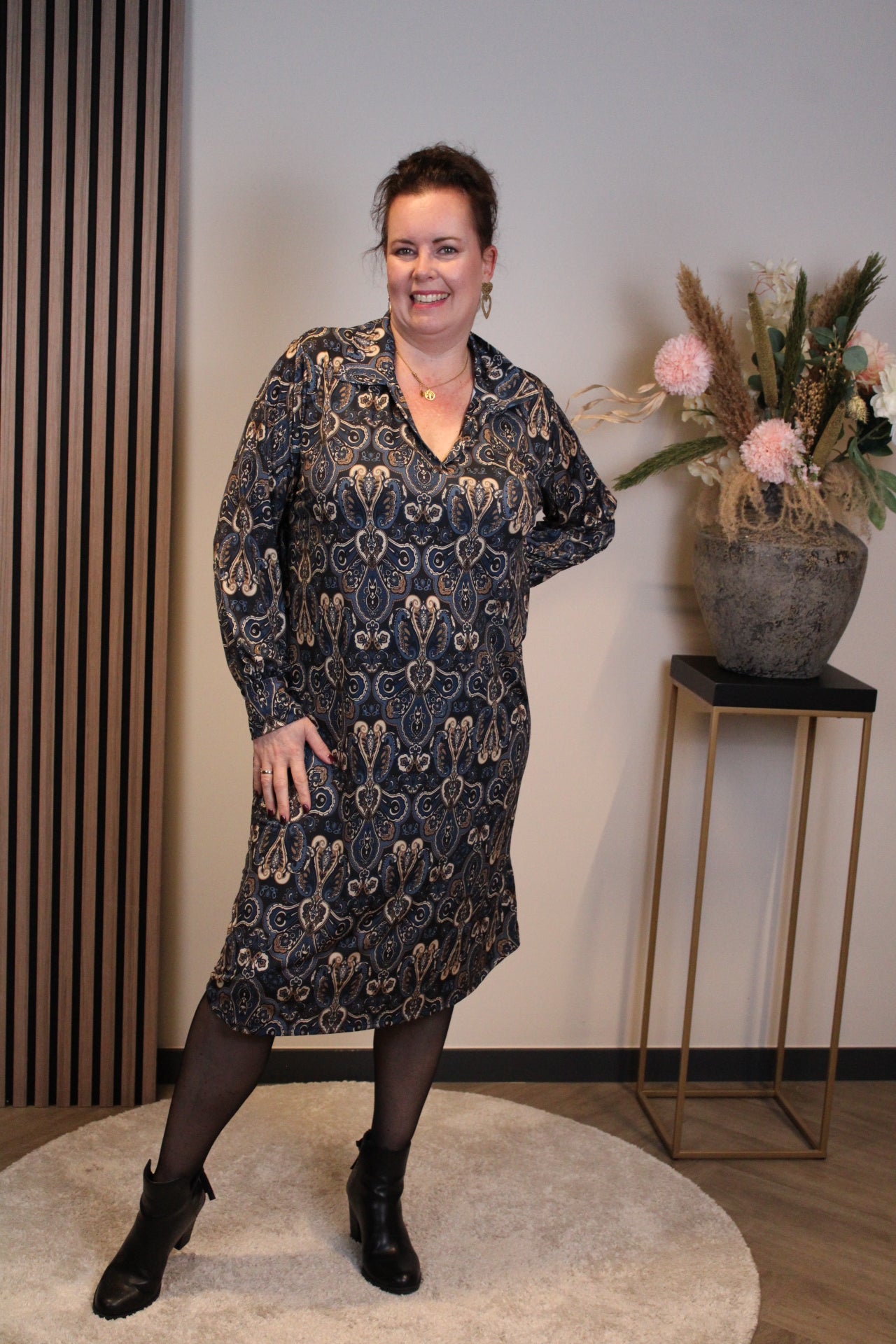 Christa | Grünes Kleid mit langen Ärmeln, Größe 38 bis 44