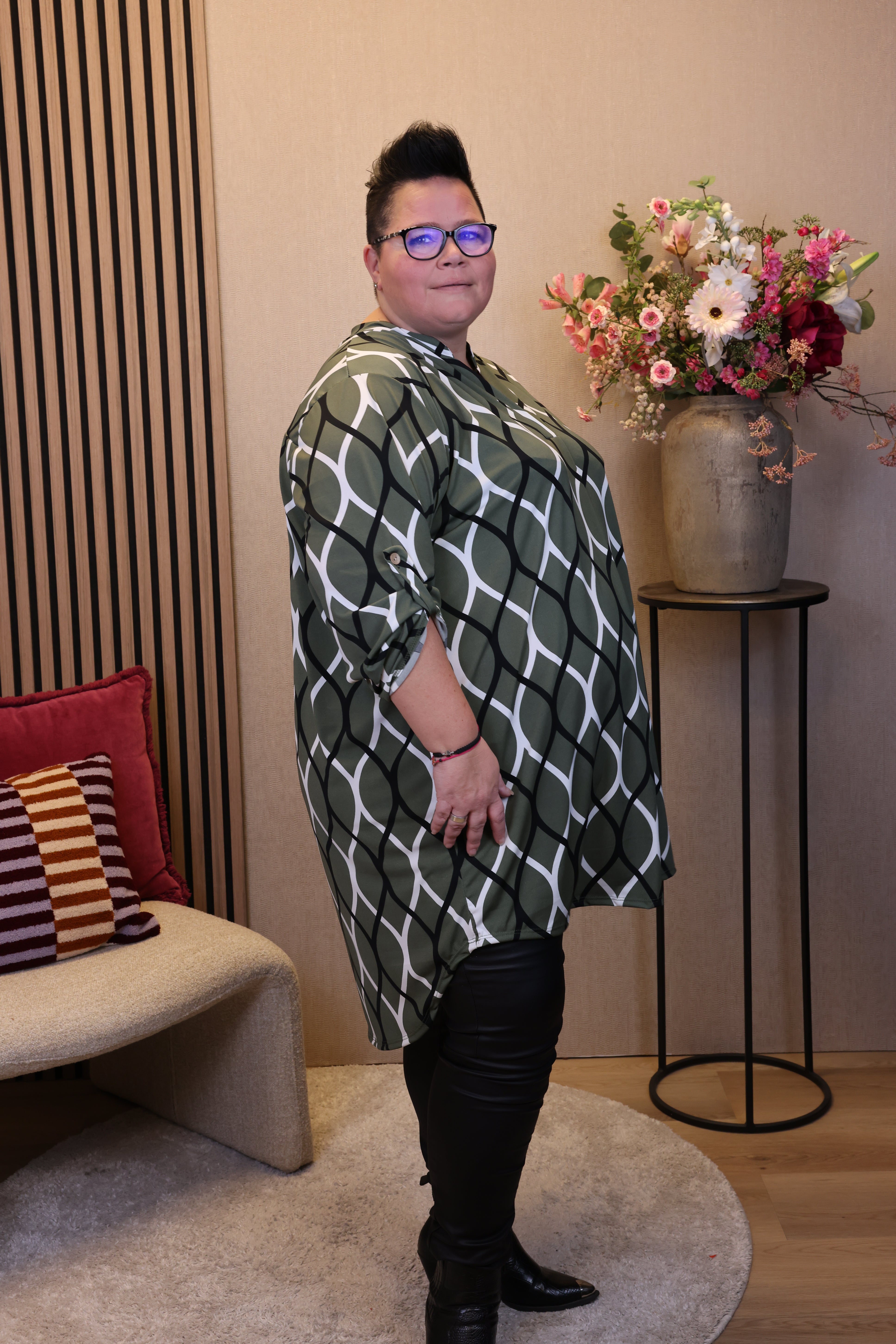 Dora | Bluse schwarz Langarm 52 bis 58