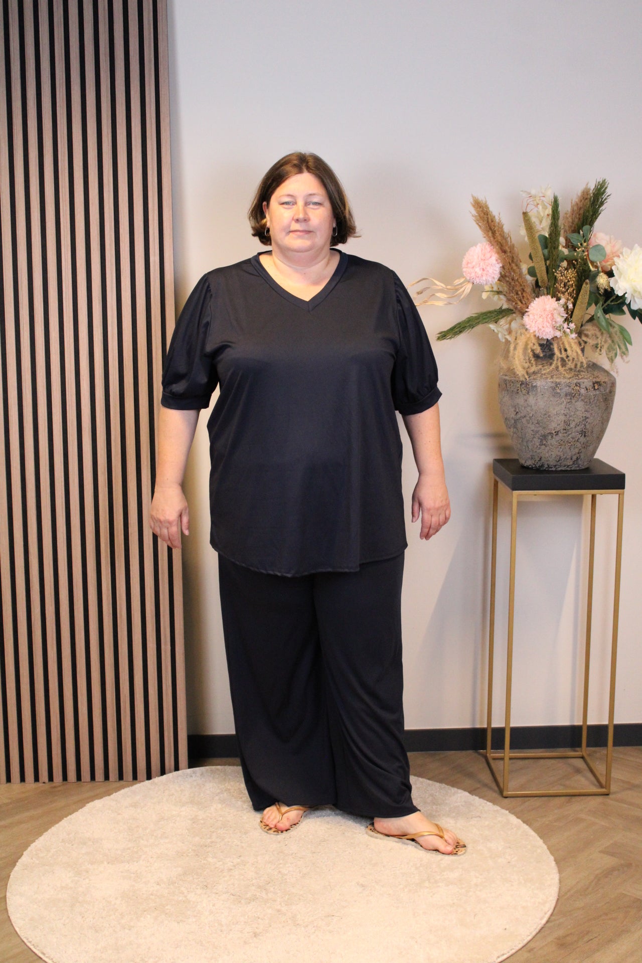 Dora | Bluse schwarz Langarm 52 bis 58