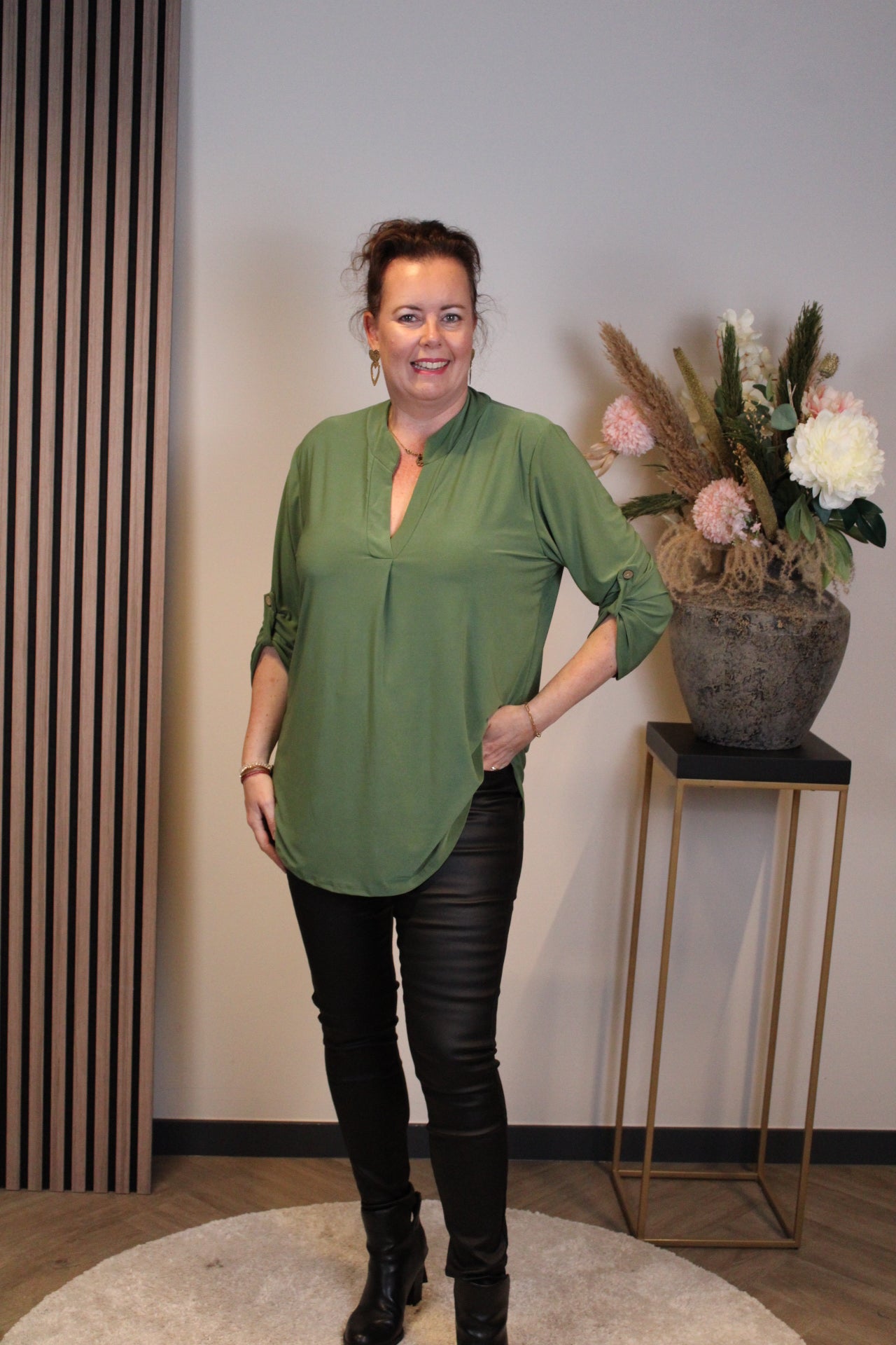 Mara | Blouse groen lange mouw 48 t/m 52