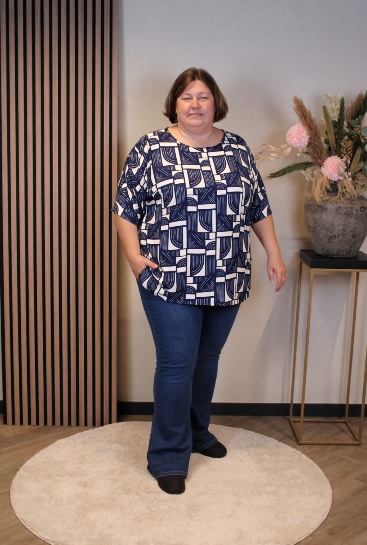 Dora | Bluse schwarz Langarm 52 bis 58