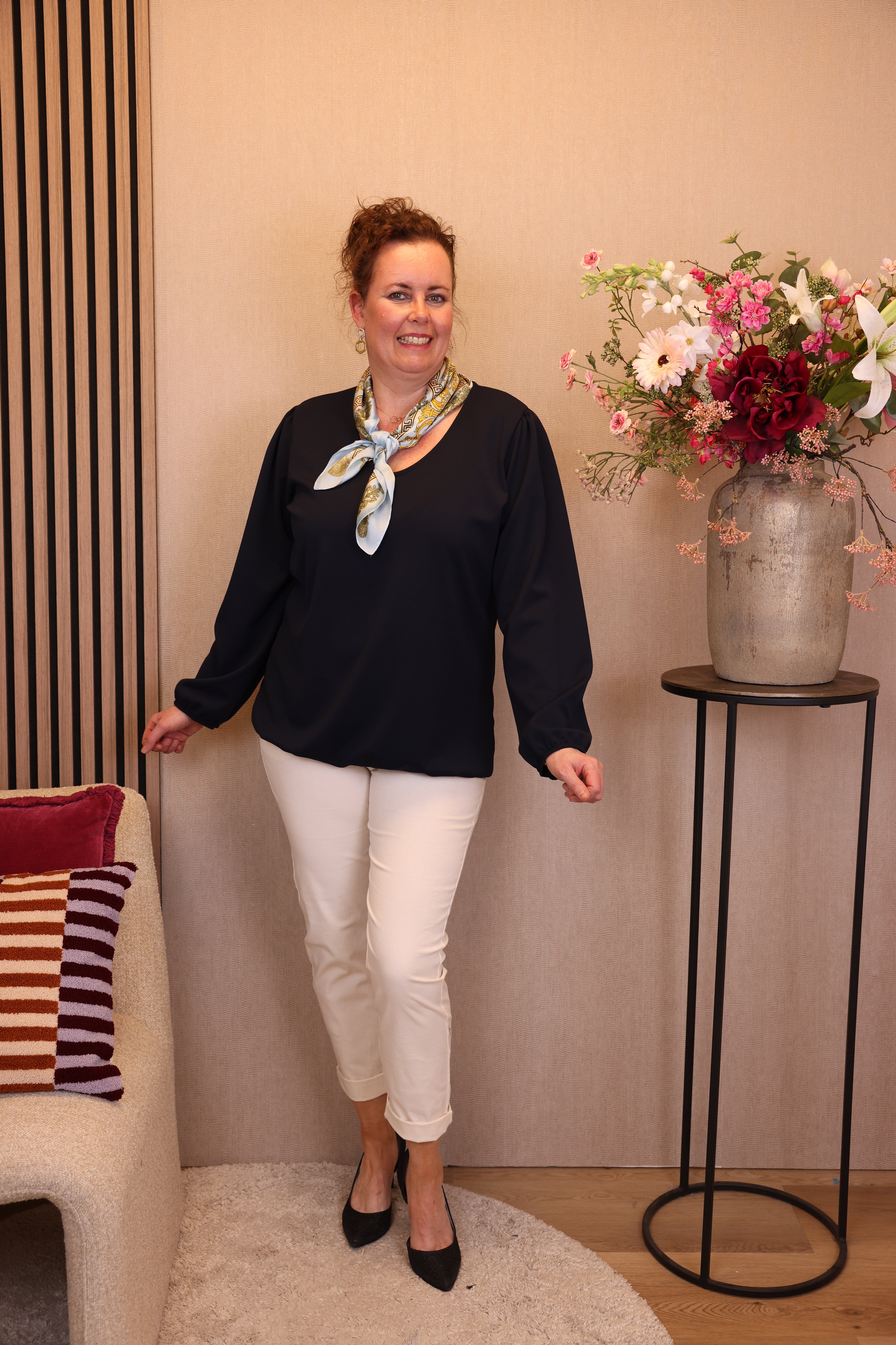 Dora | Bluse schwarz Langarm 52 bis 58