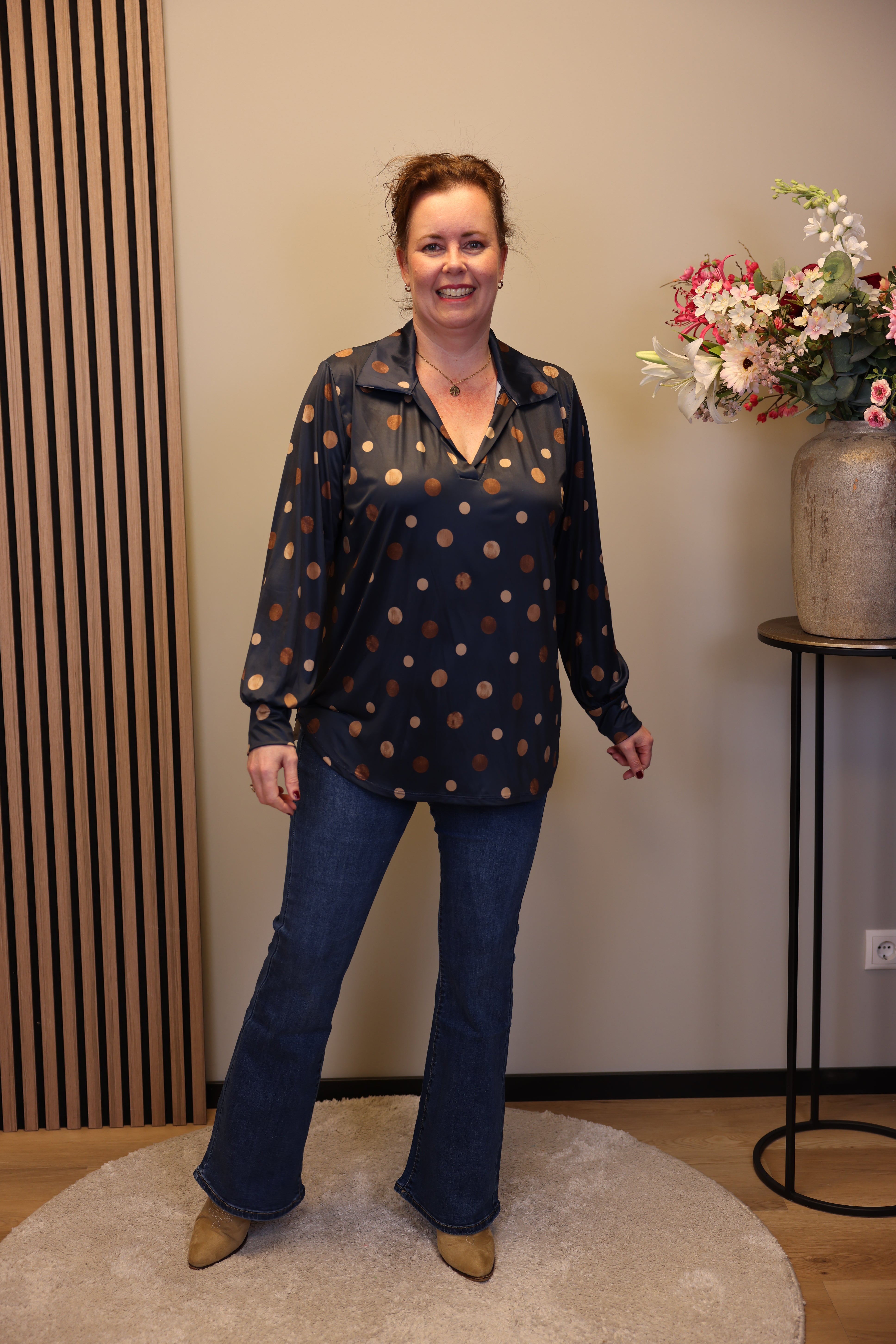 Mona | Bluse mit Kragen grün 48 bis 52