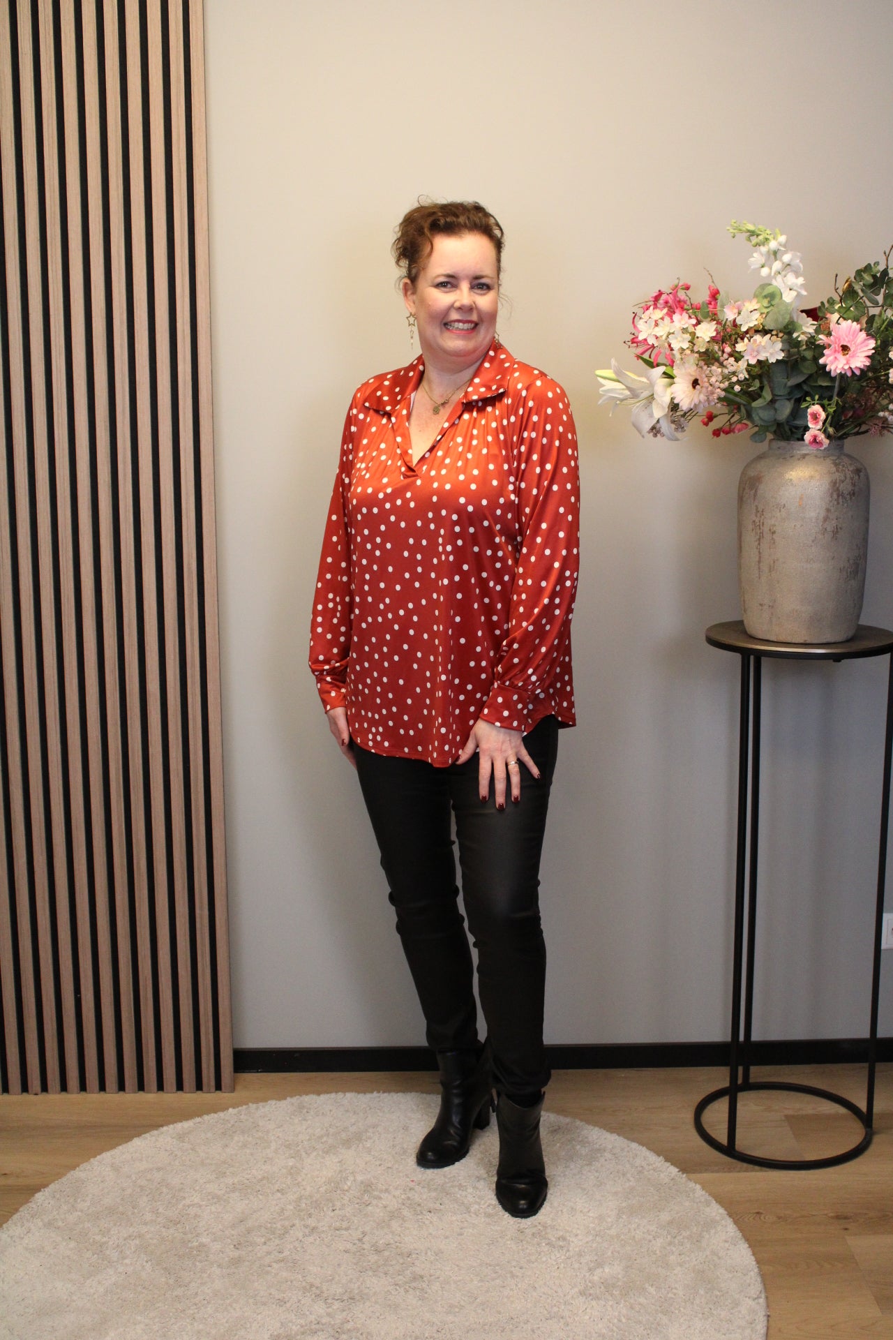 Boukje | Blouse rood met kraagje 38 t/m 48