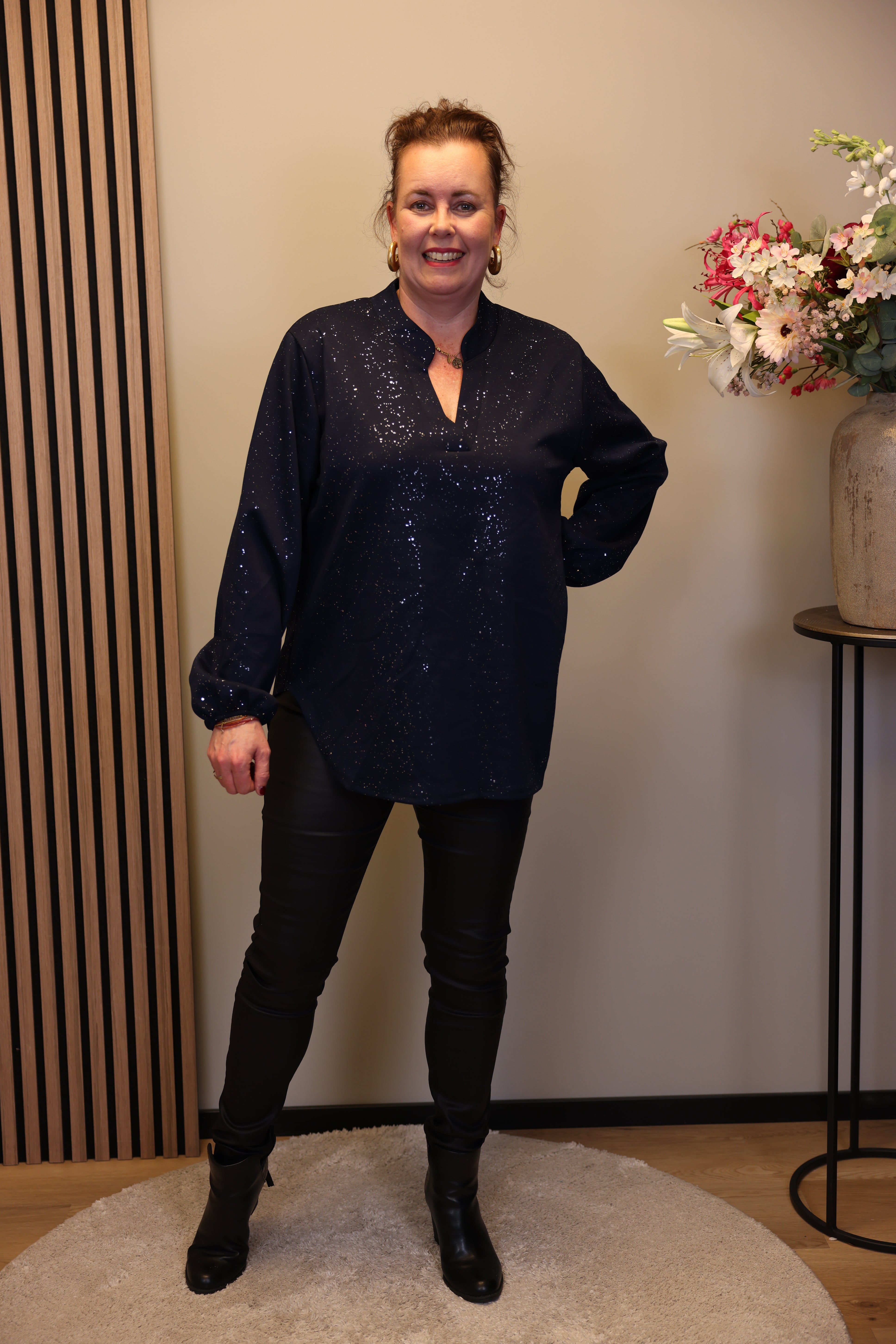 Dora | Bluse schwarz Langarm 52 bis 58