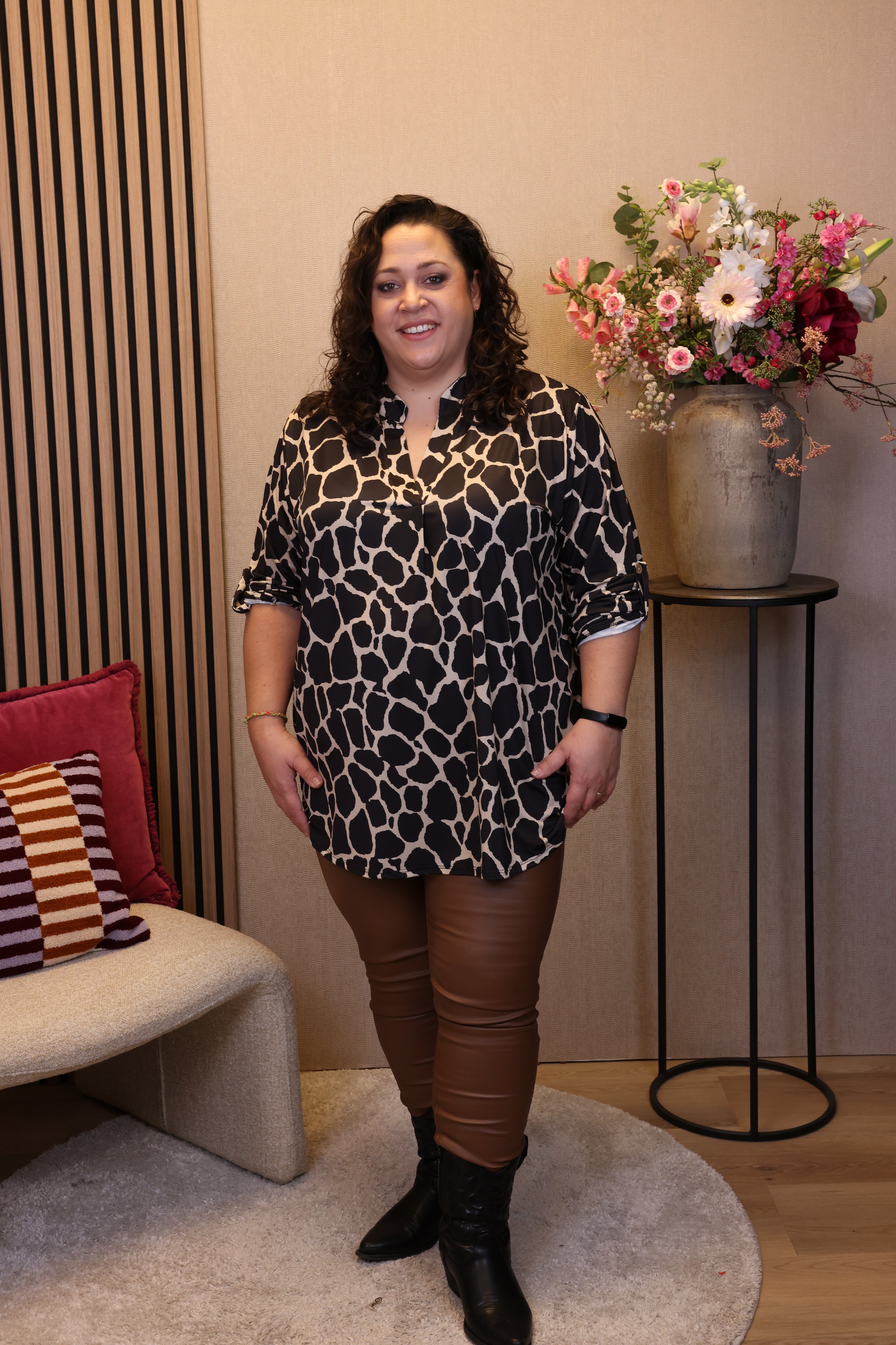 Dora | Bluse schwarz Langarm 52 bis 58