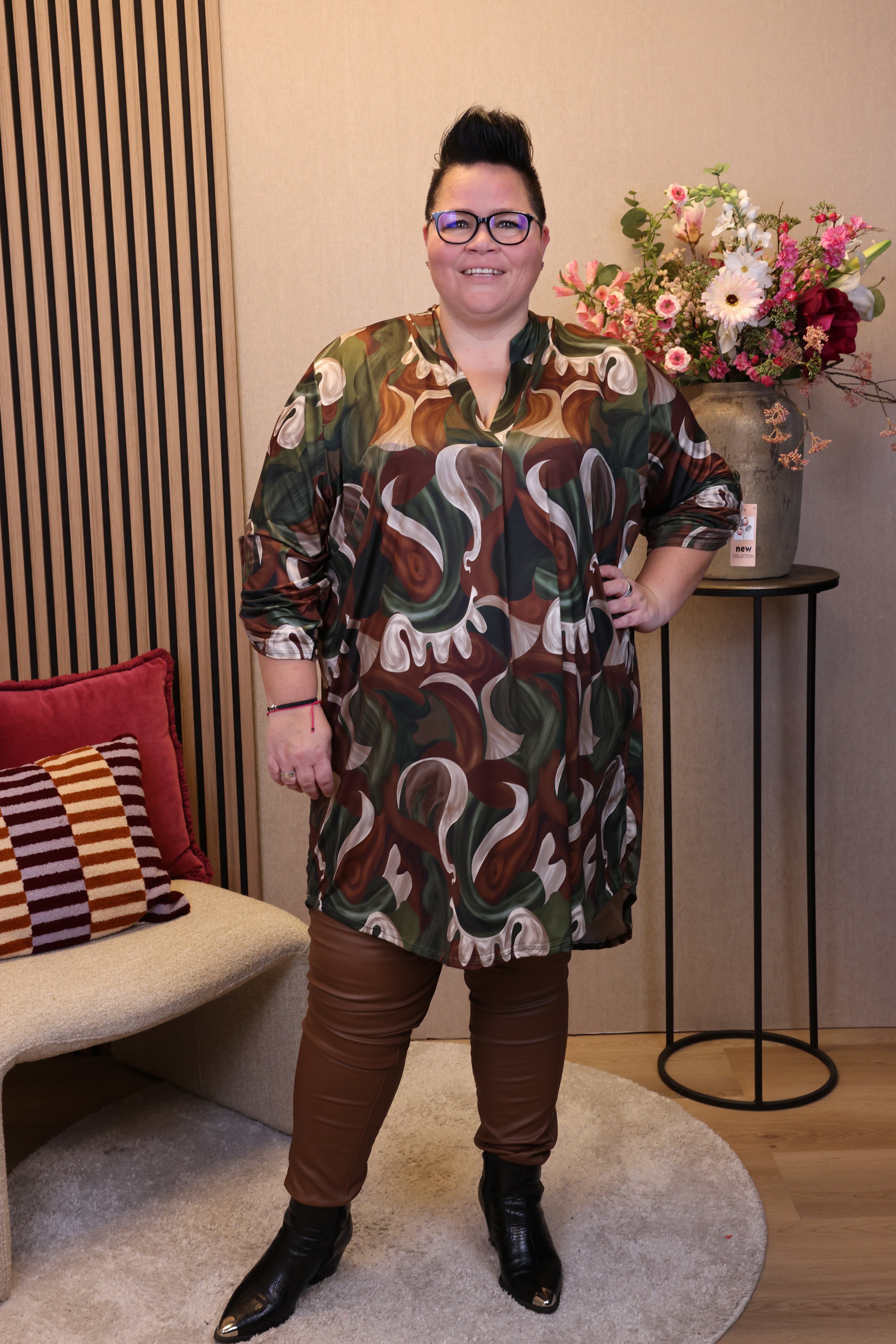 Dora | Bluse schwarz Langarm 52 bis 58