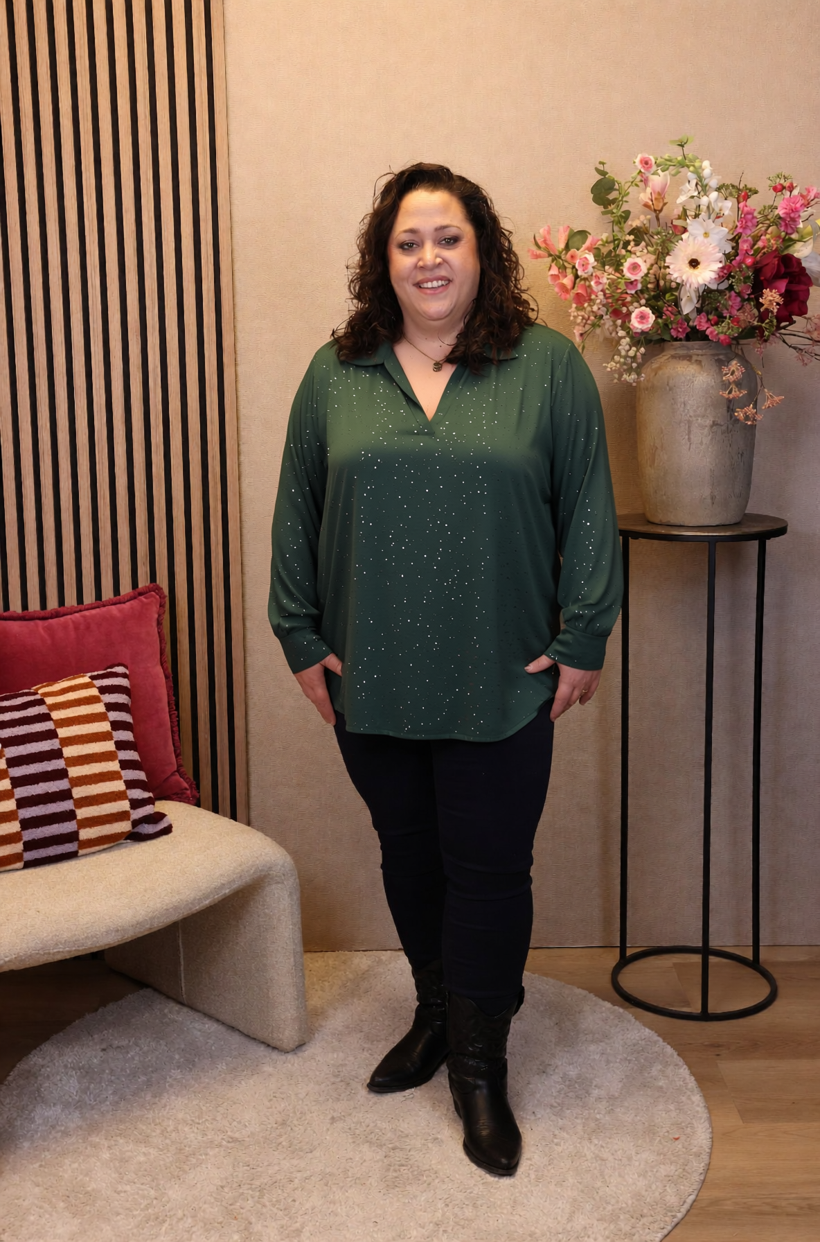 Dora | Bluse schwarz Langarm 52 bis 58