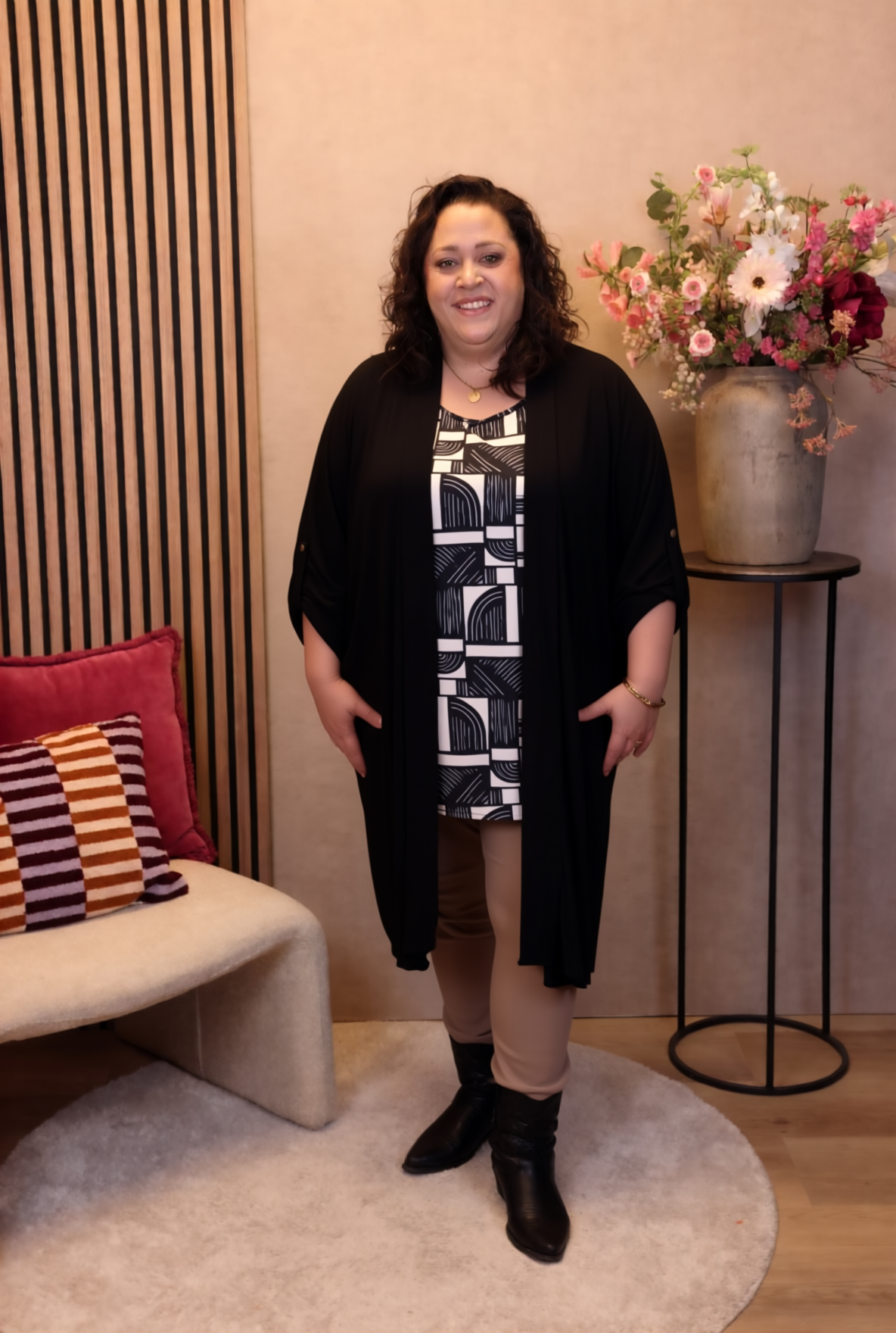 Dora | Bluse schwarz Langarm 52 bis 58