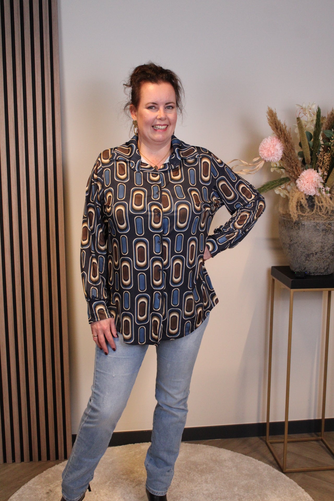 Merel | Blouse met knoopjes blauw 48 t/m 52