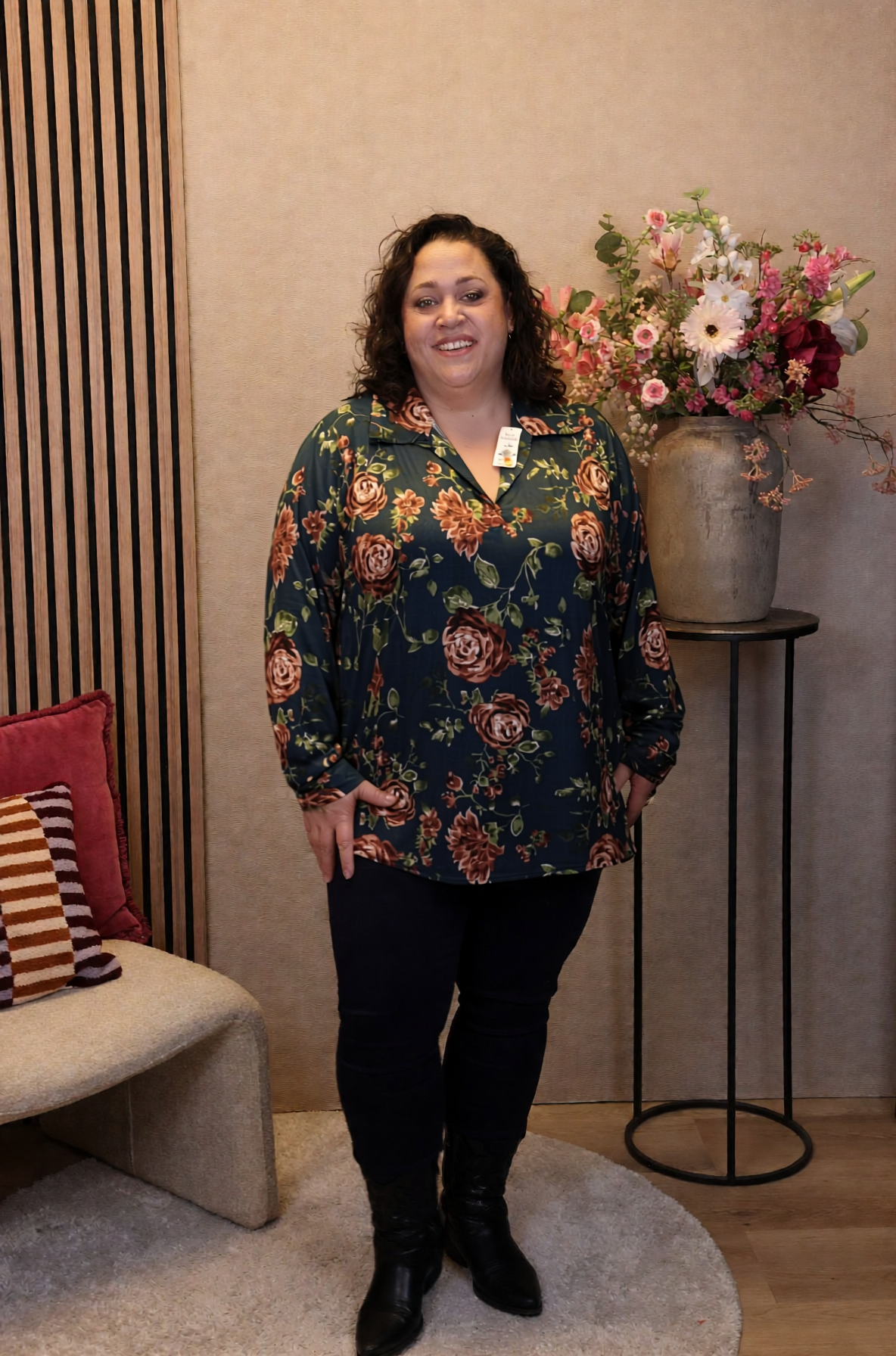 Dora | Bluse schwarz Langarm 52 bis 58