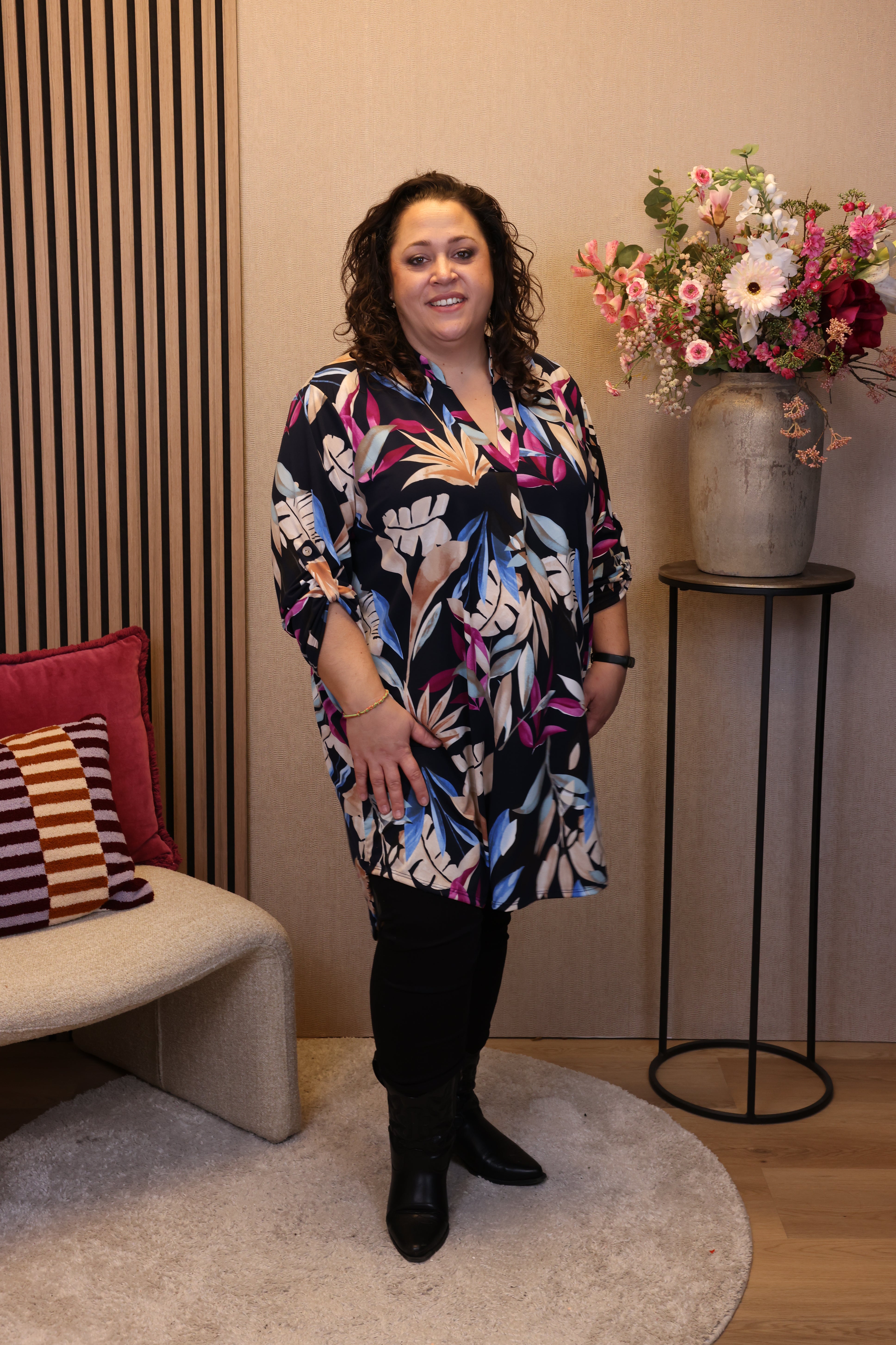 Dora | Bluse schwarz Langarm 52 bis 58