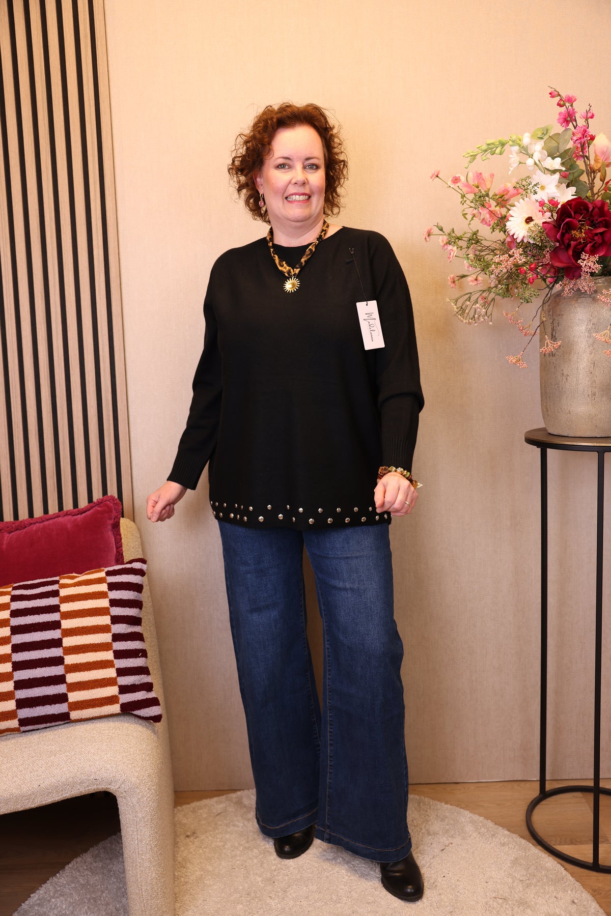 Dora | Bluse schwarz Langarm 52 bis 58