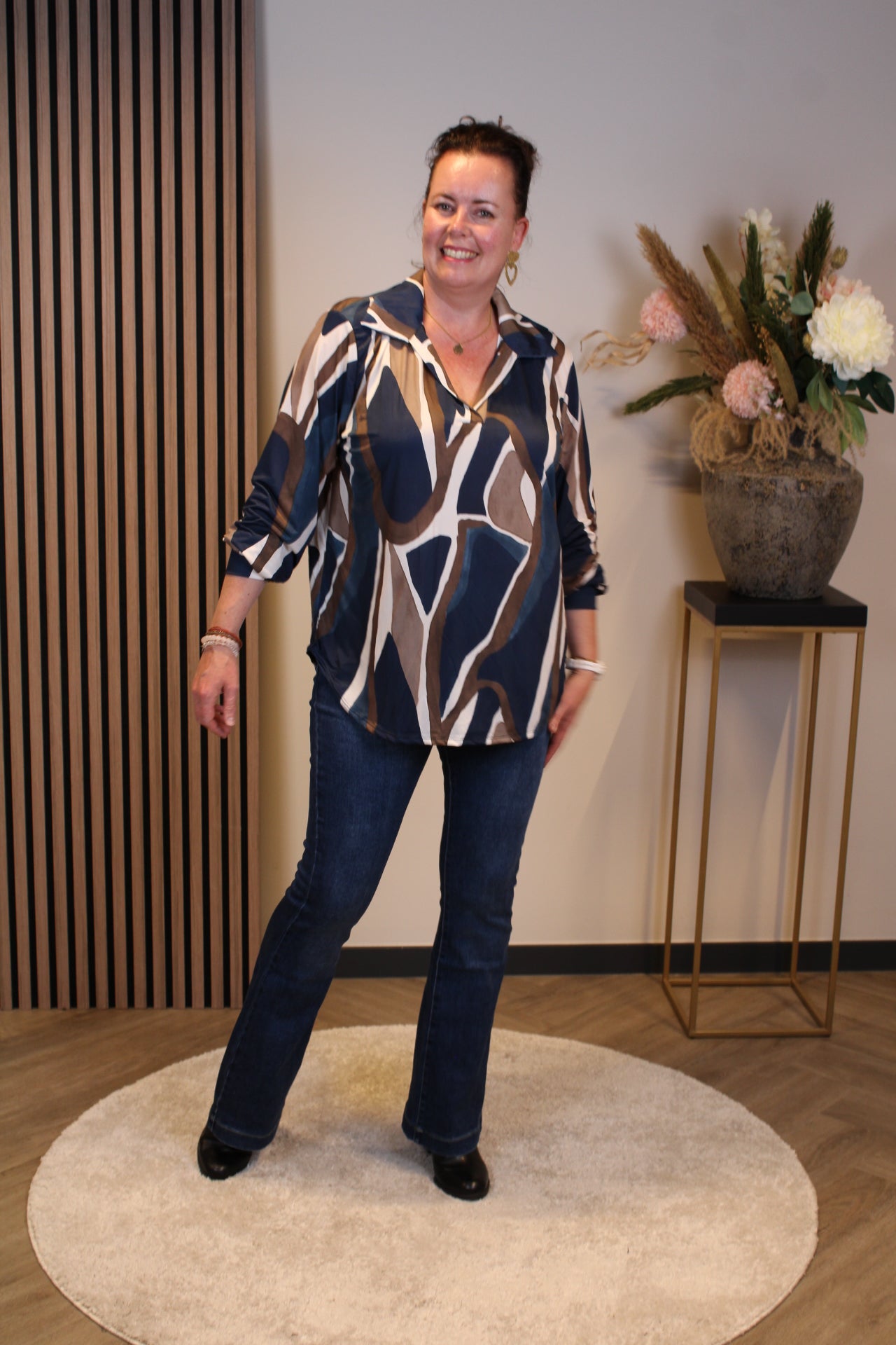 Dora | Bluse schwarz Langarm 52 bis 58